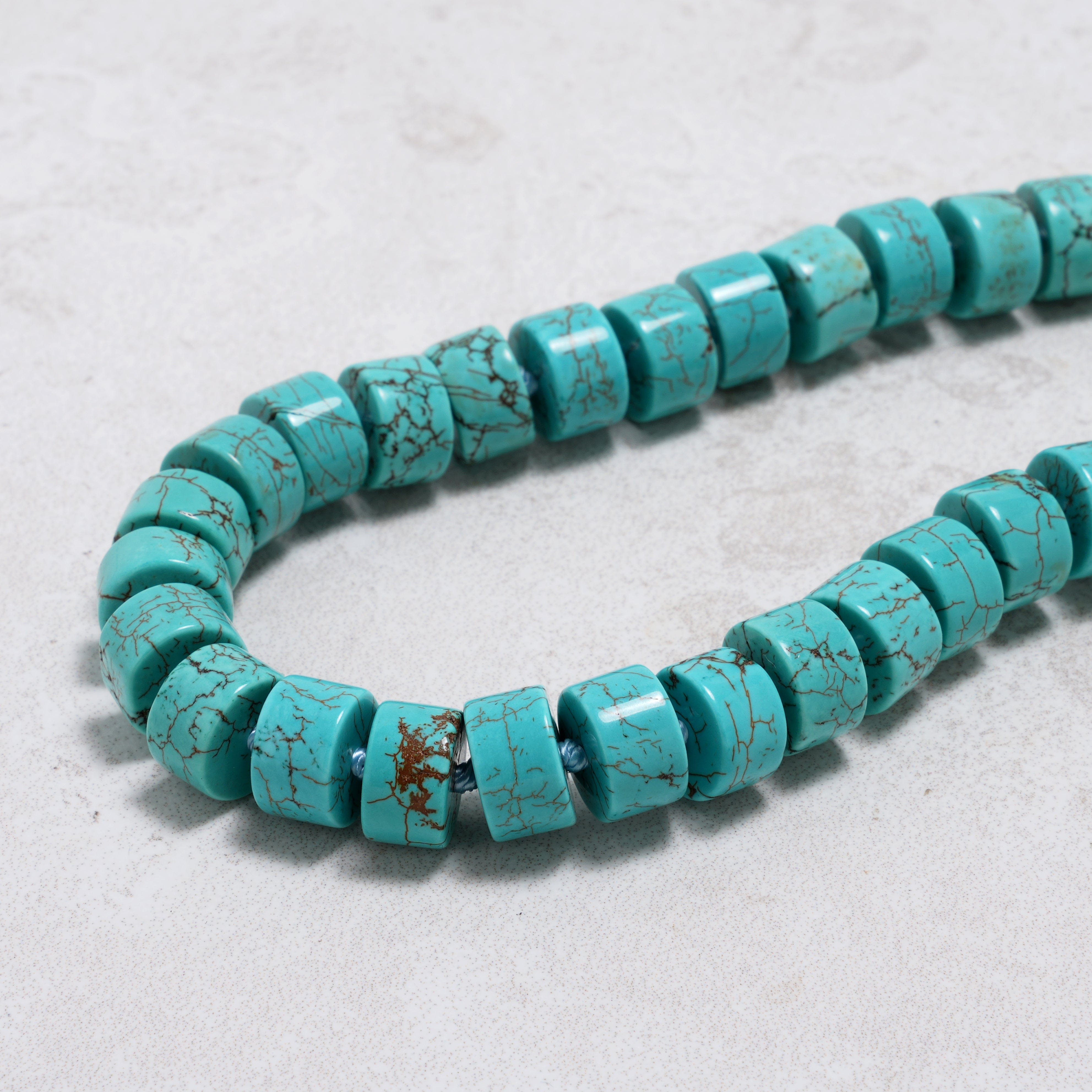 KALIFANO Gemstone Jewelry Howlite Turquoise 7x11mm Necklace With Stainless Steel Clasp - 21.5" HTN-07