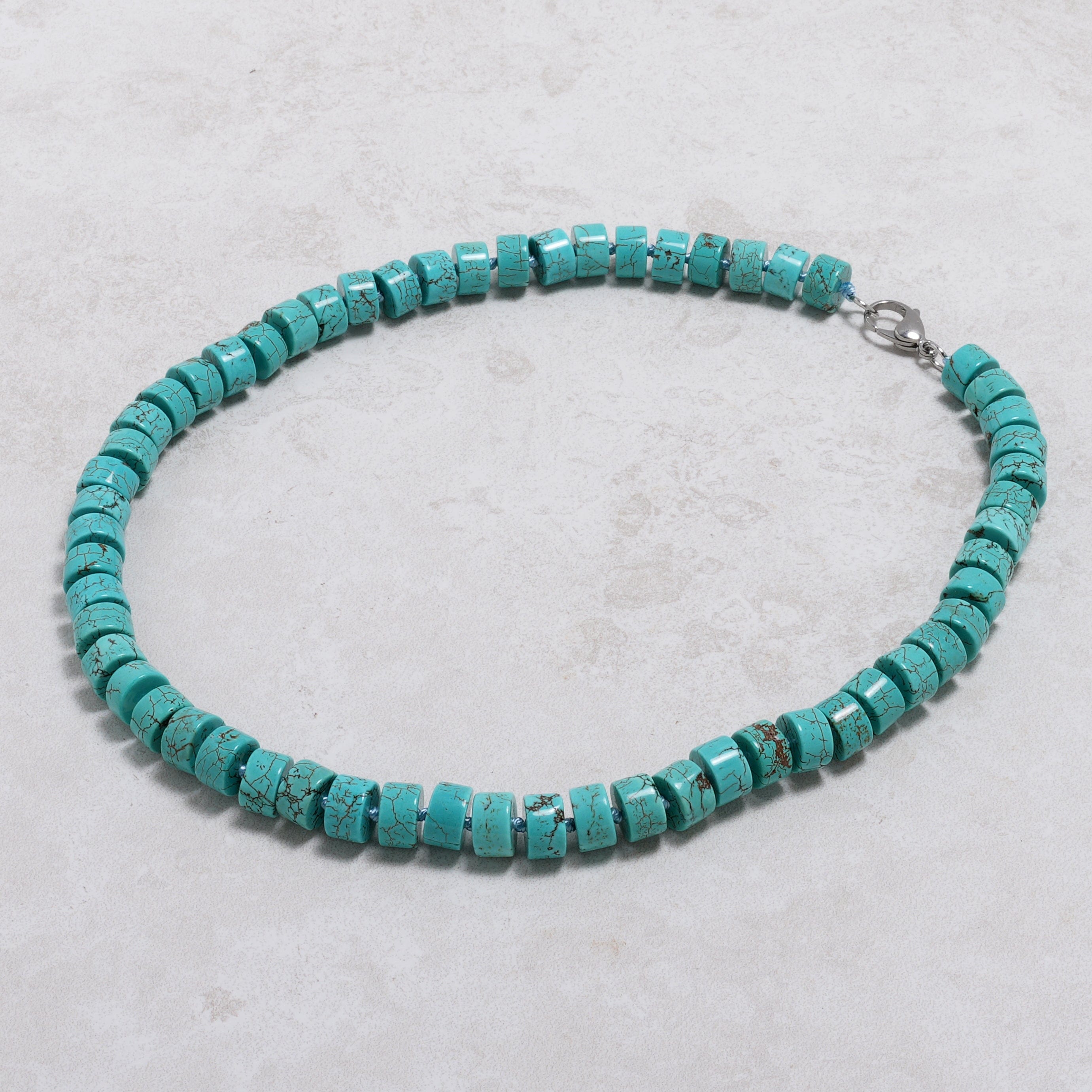 KALIFANO Gemstone Jewelry Howlite Turquoise 7x11mm Necklace With Stainless Steel Clasp - 21.5" HTN-07