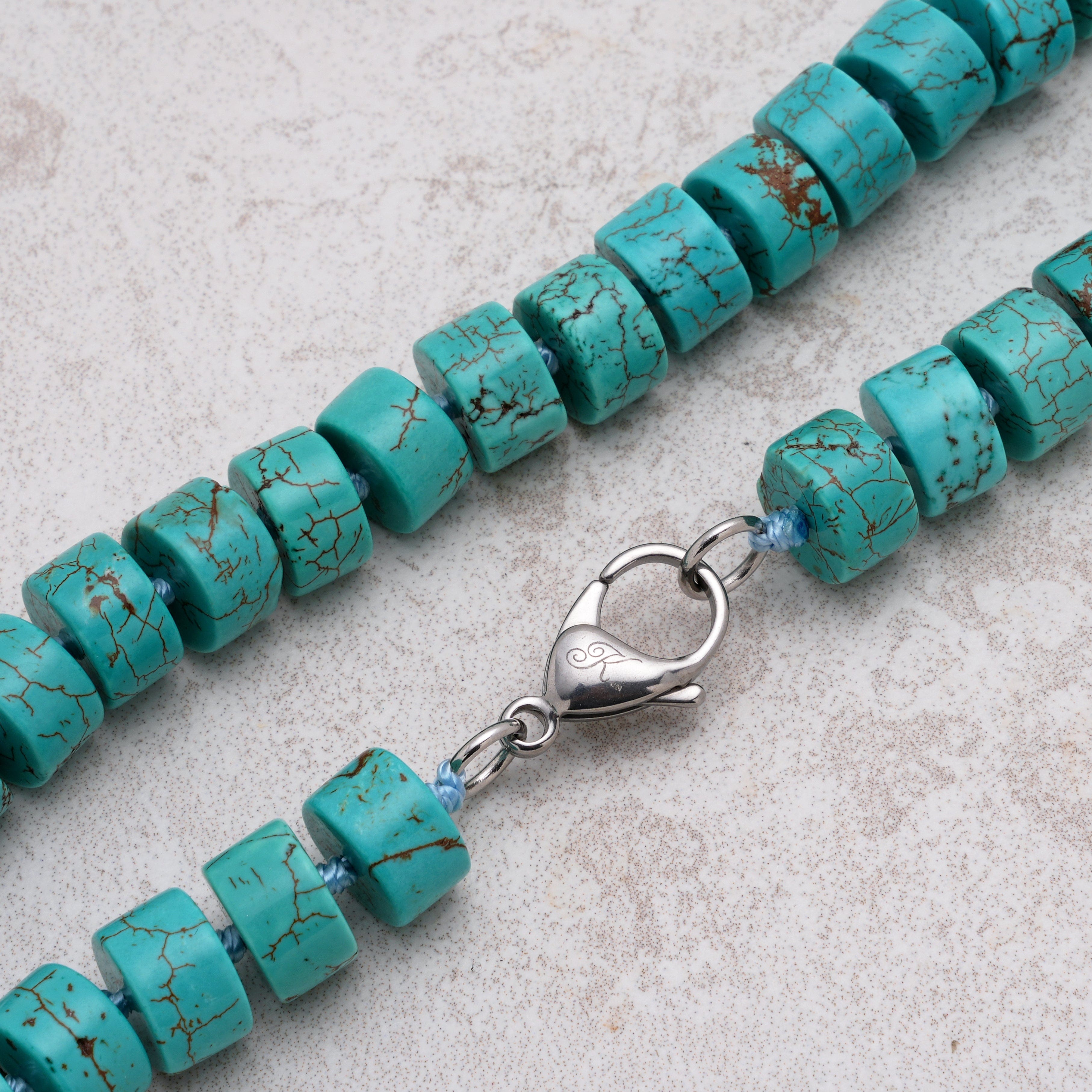 KALIFANO Gemstone Jewelry Howlite Turquoise 7x11mm Necklace With Stainless Steel Clasp - 21.5" HTN-07