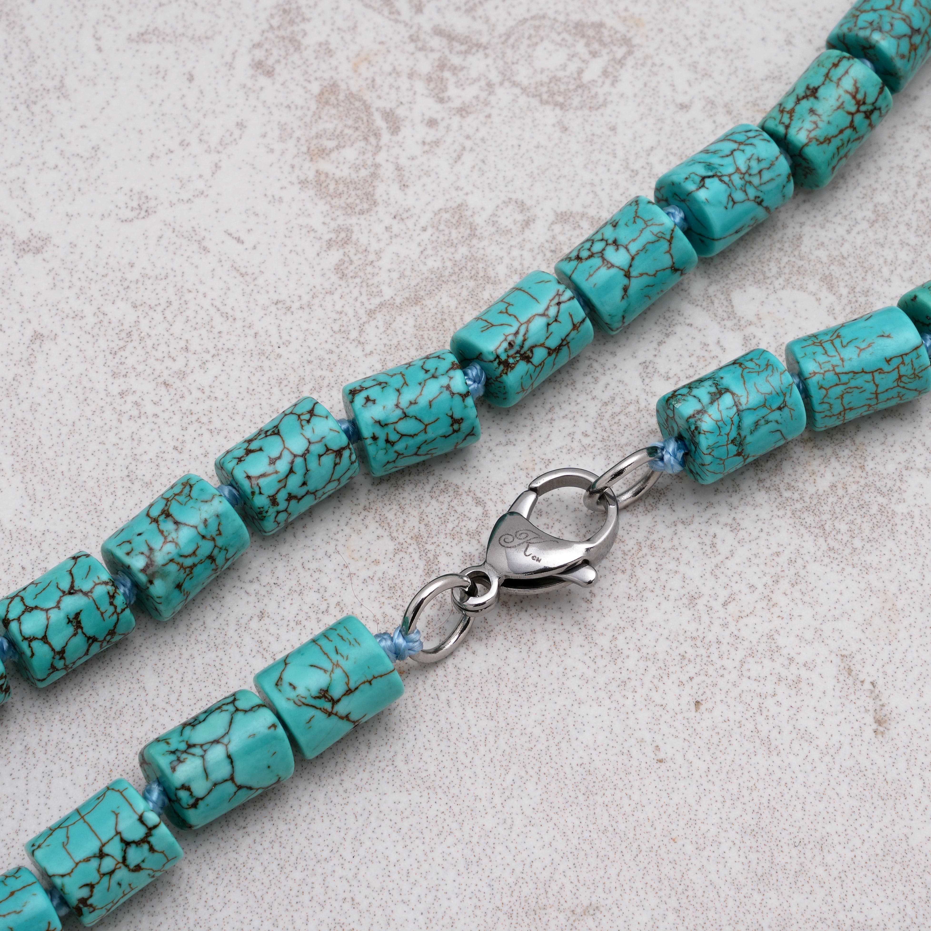 KALIFANO Gemstone Jewelry Howlite Turquoise 8x10mm Necklace With Stainless Steel Clasp - 21.5" HTN-03