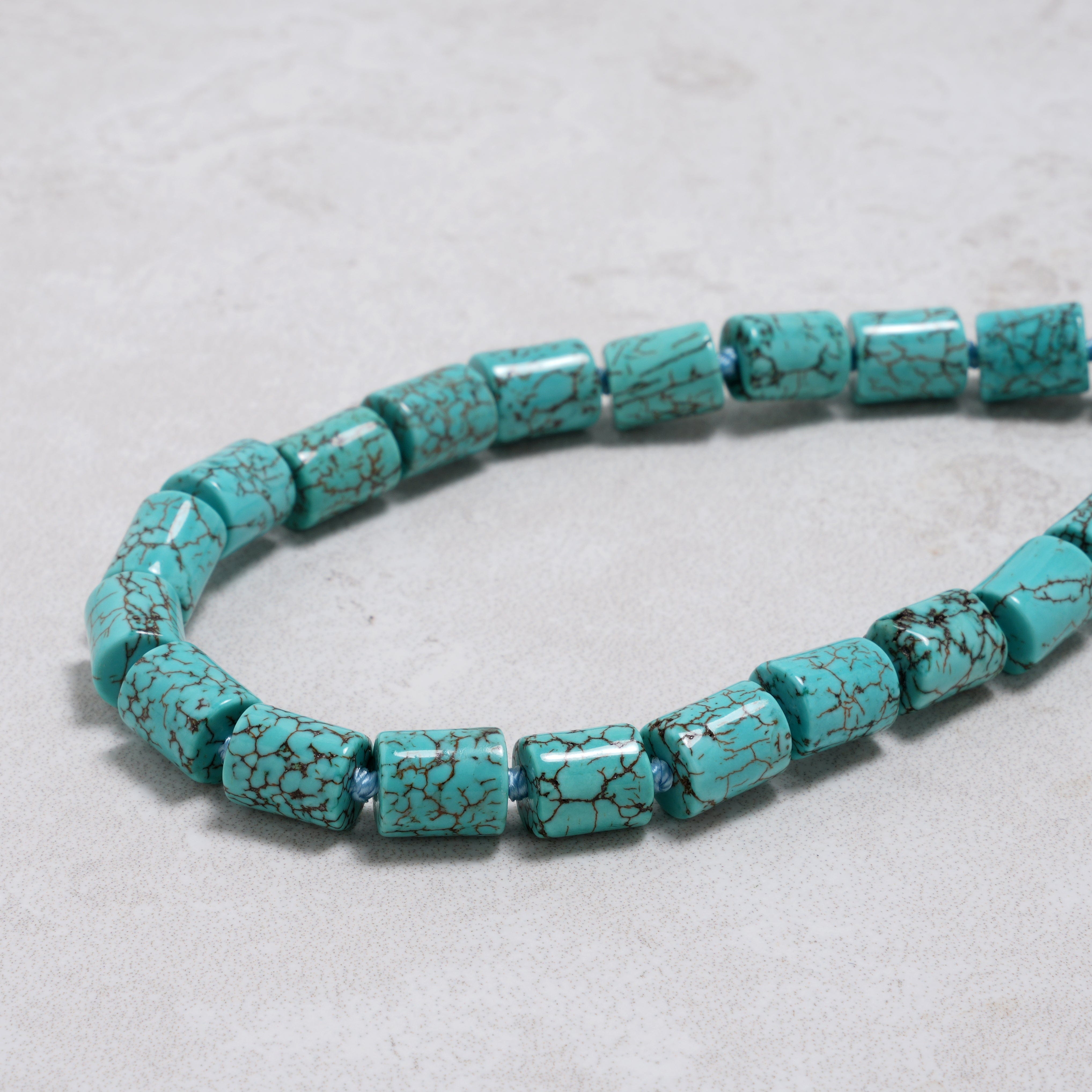 KALIFANO Gemstone Jewelry Howlite Turquoise 8x10mm Necklace With Stainless Steel Clasp - 21.5" HTN-03