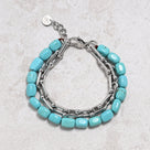 Howlite Turquoise & Hardware Style Stainless Steel Chain Bracelet