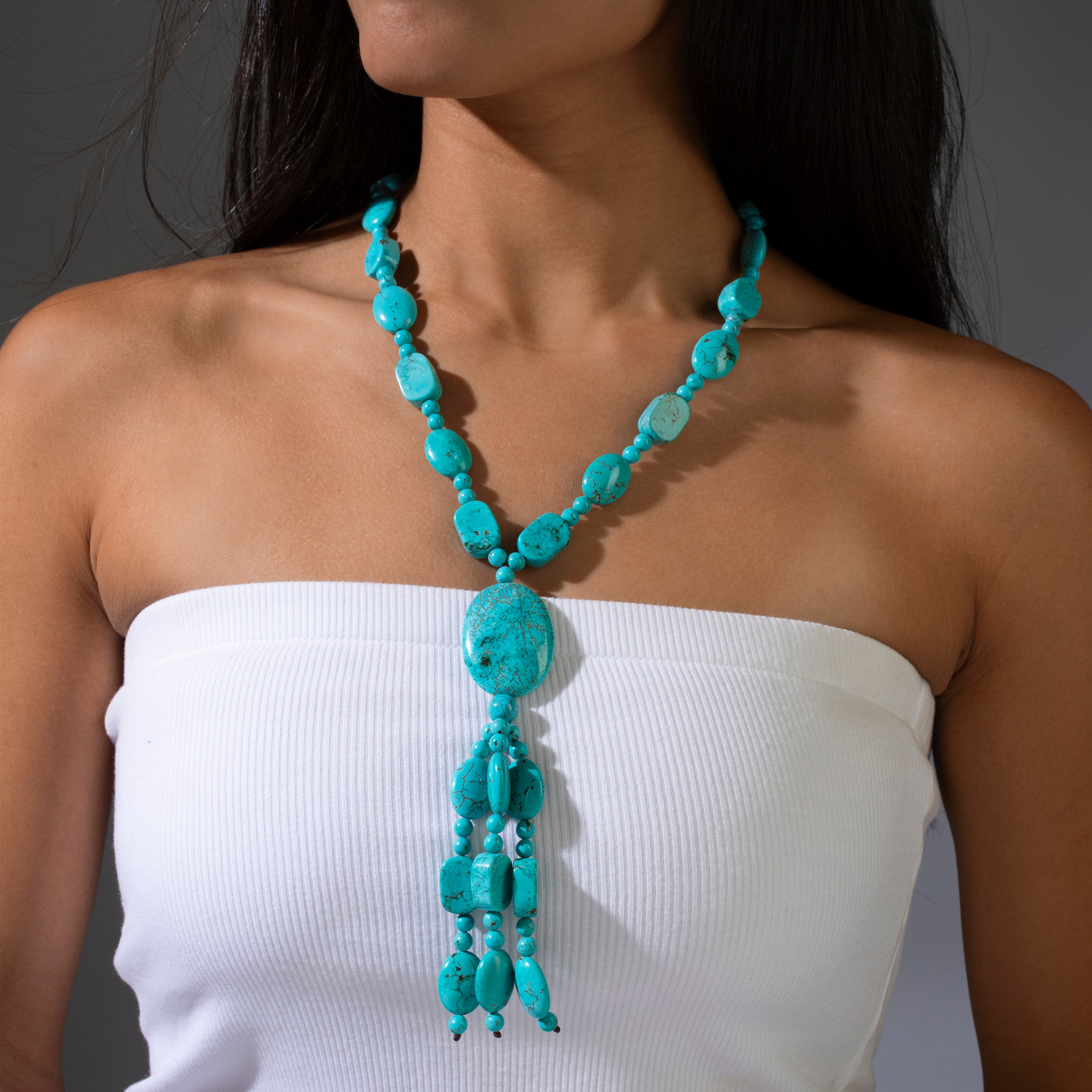 KALIFANO Gemstone Jewelry Howlite Turquoise Necklace HTN-18