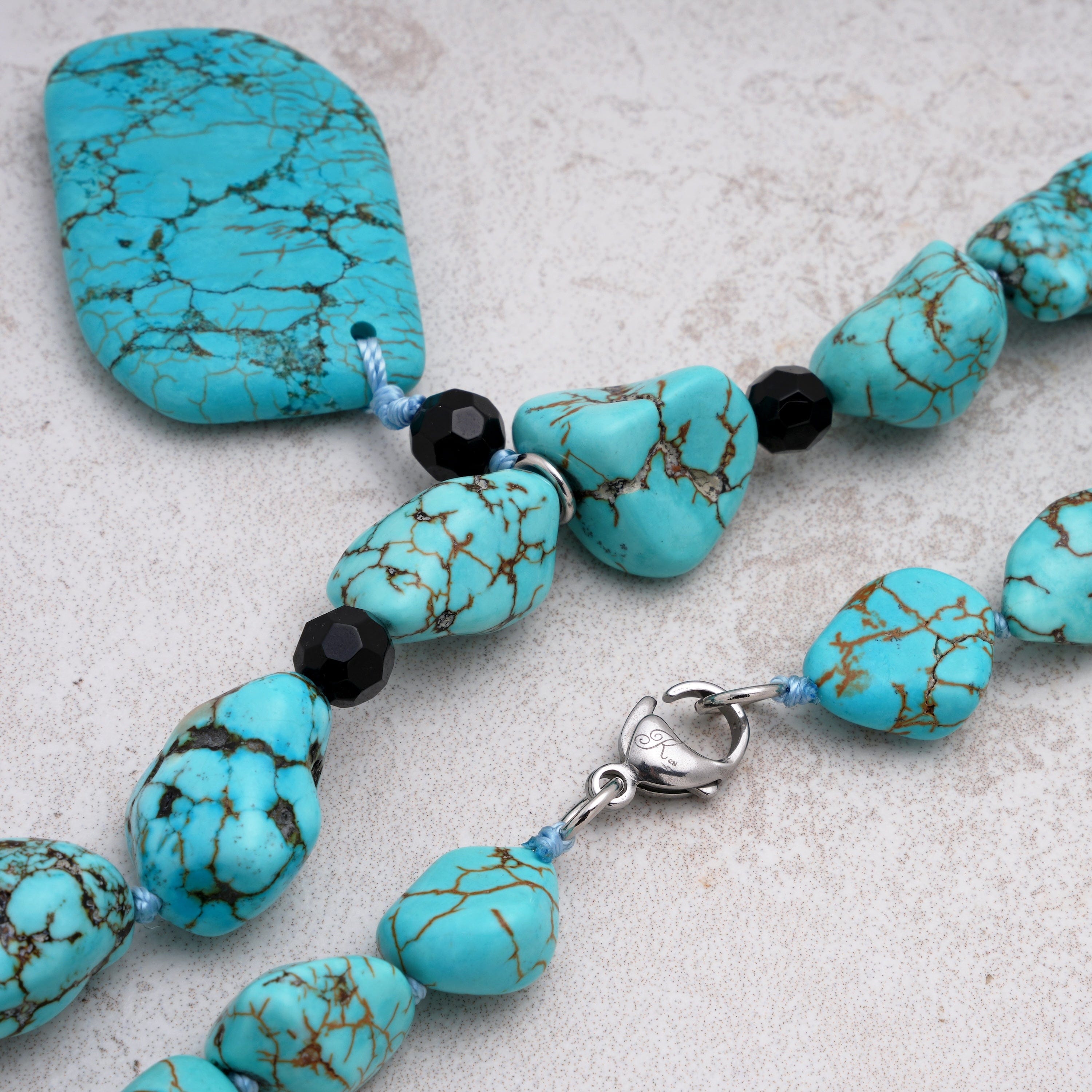 KALIFANO Gemstone Jewelry Howlite Turquoise Necklace With Stainless Steel Clasp - 22" HTN-15