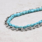 Howlite Turquoise & Silver Hardware Style Chain Adjustable Necklace