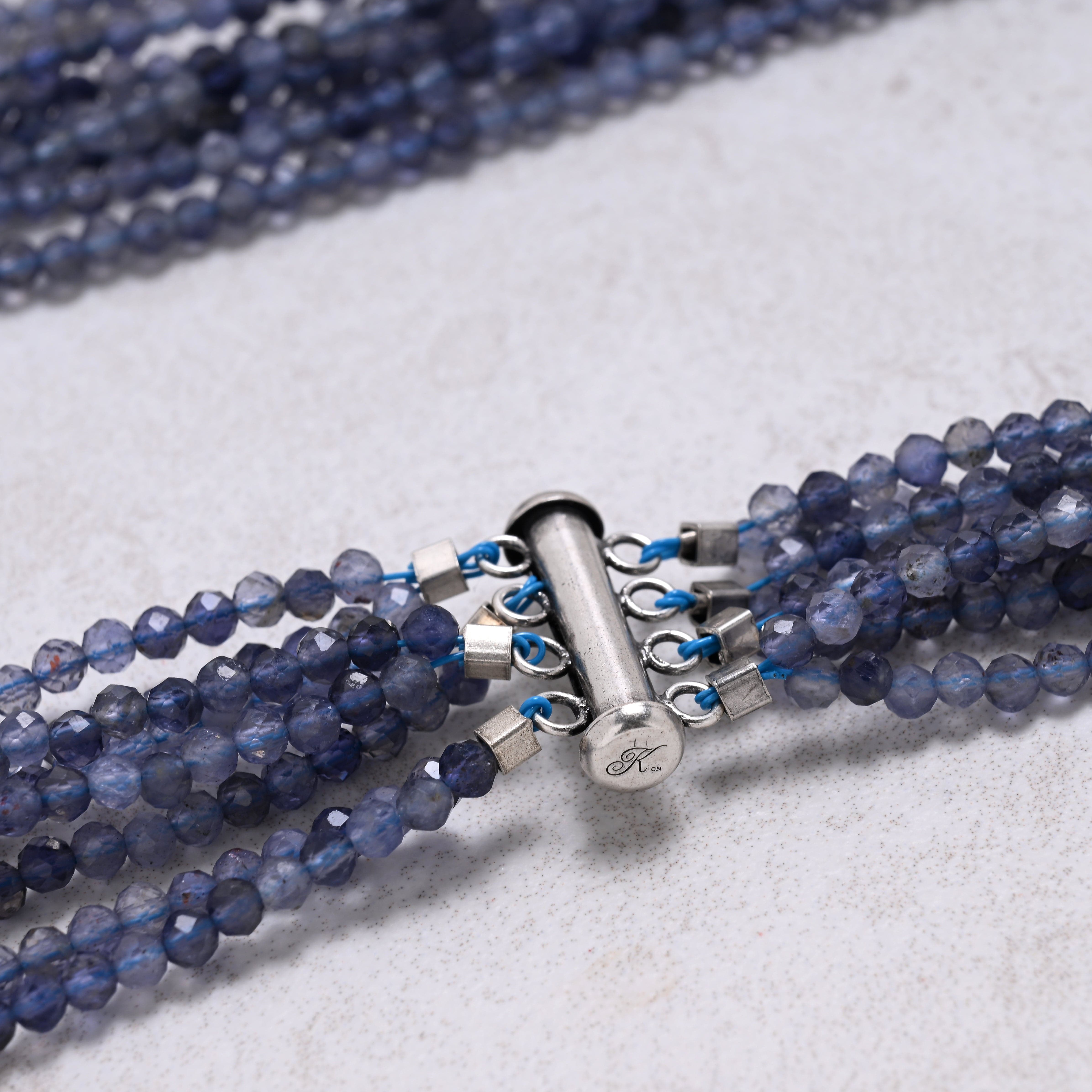 KALIFANO Gemstone Jewelry Iolite 3mm Necklace With Sterling Silver Clasp - 16" CCN8-IO