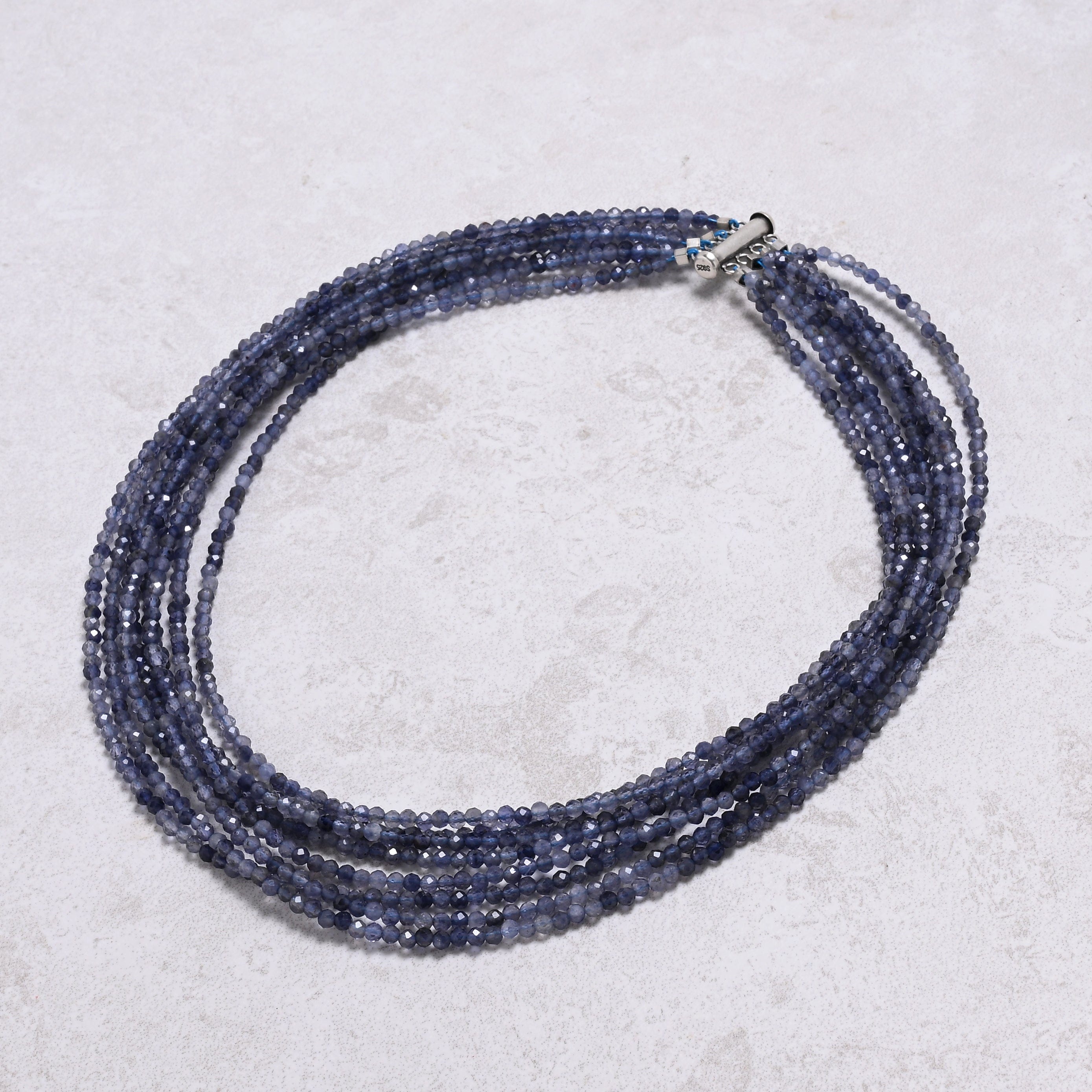 KALIFANO Gemstone Jewelry Iolite 3mm Necklace With Sterling Silver Clasp - 16" CCN8-IO