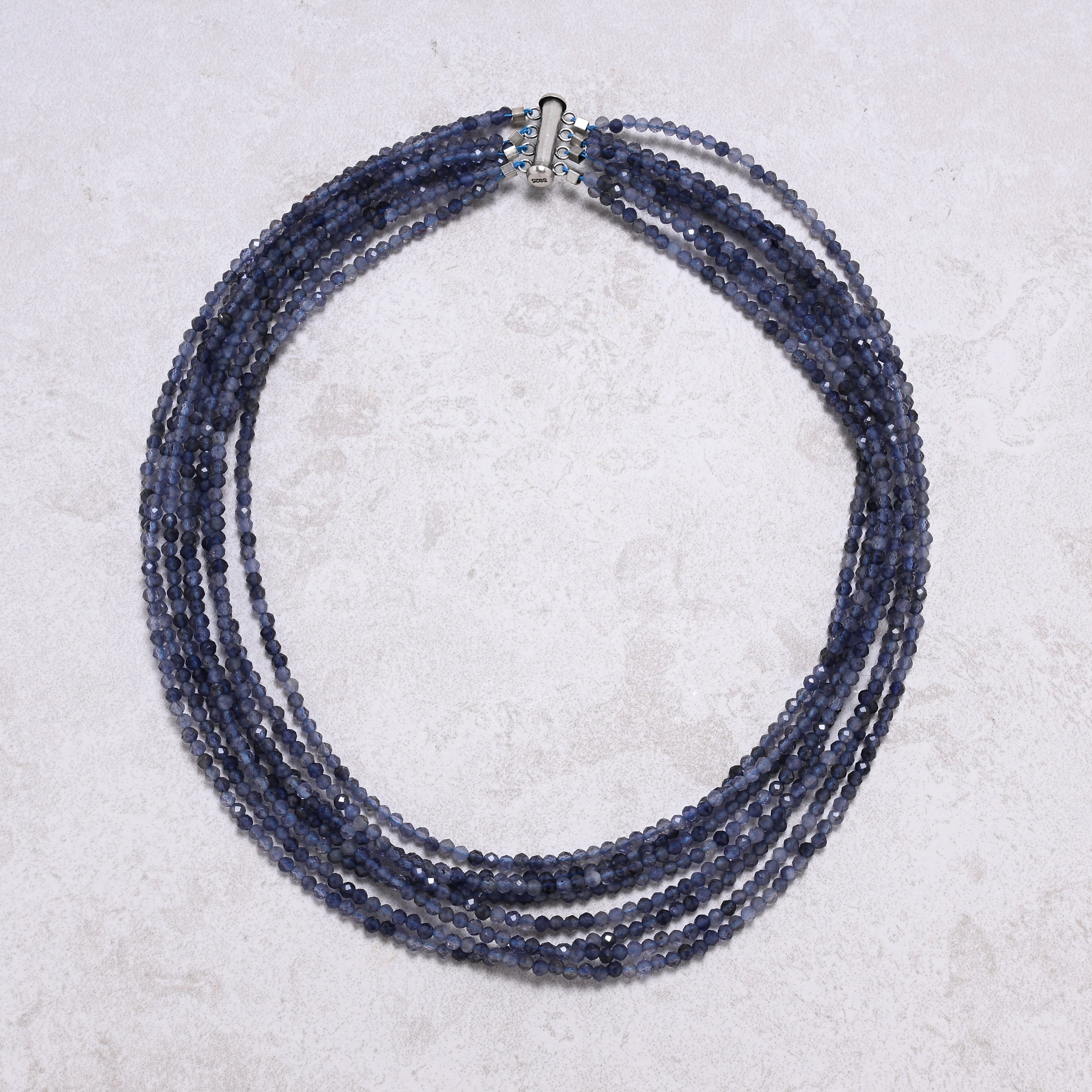 KALIFANO Gemstone Jewelry Iolite 3mm Necklace With Sterling Silver Clasp - 16" CCN8-IO