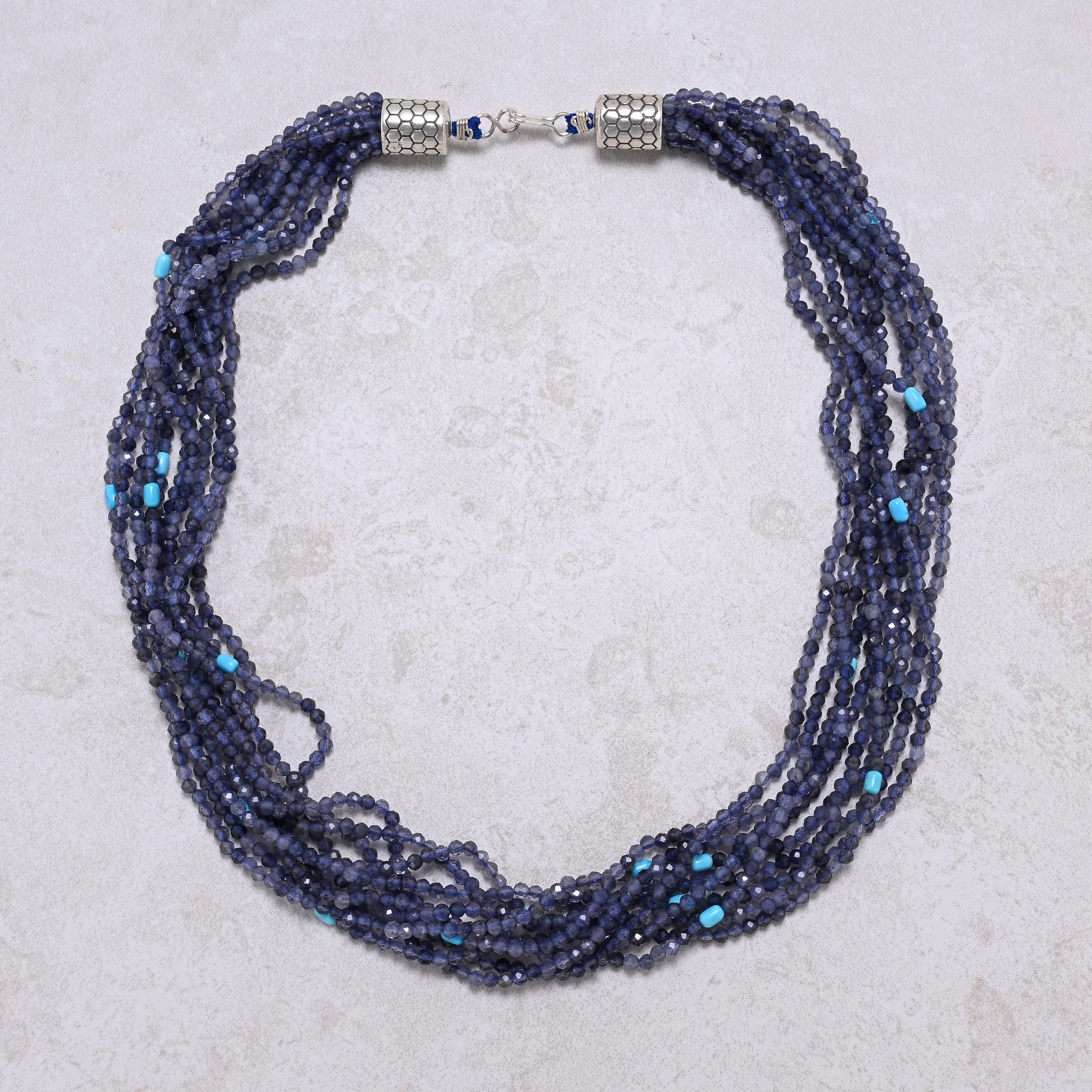 KALIFANO Gemstone Jewelry Iolite 3mm Necklace With Sterling Silver Clasp - 21.5" CCN10-IO