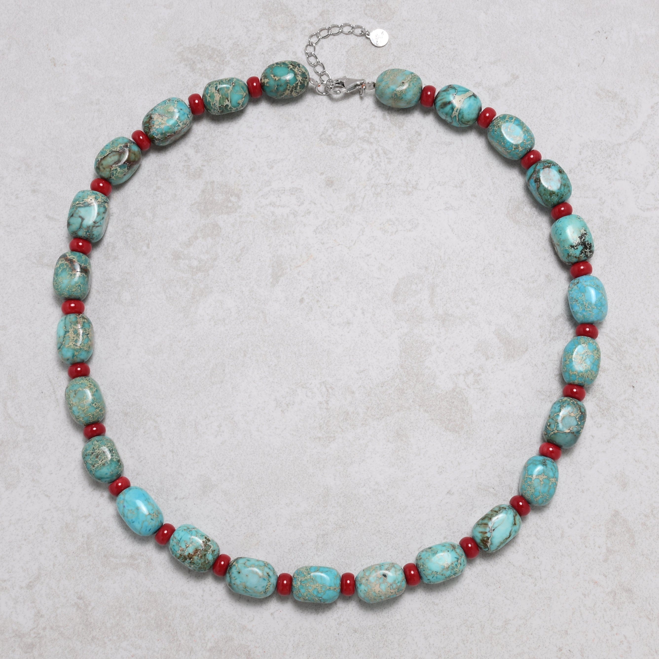 KALIFANO Gemstone Jewelry King Howlite Turquoise 10x14mm Necklace With Sterling Silver Clasp - 20" 925N-13-TQRC