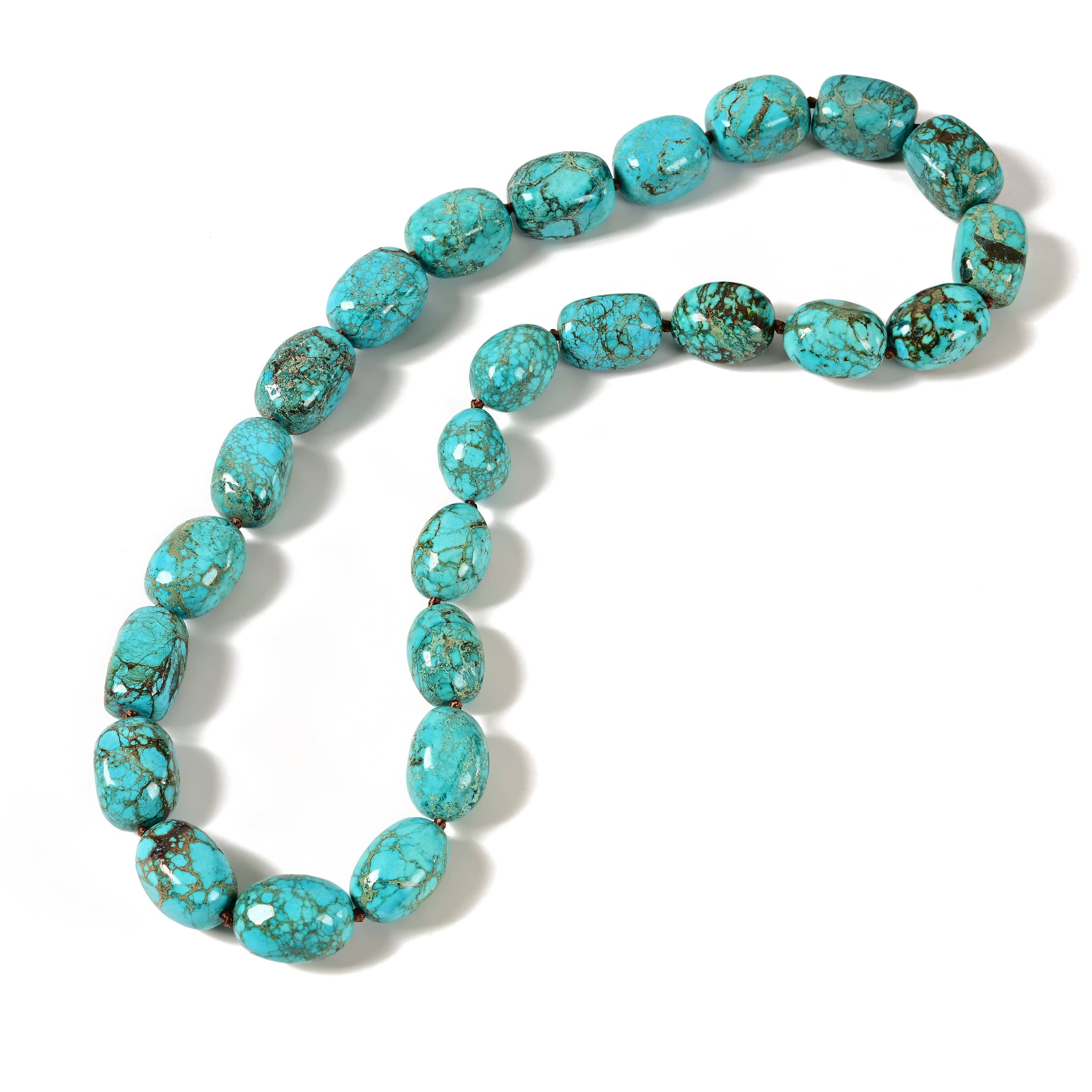 KALIFANO Gemstone Jewelry King Howlite Turquoise 25 mm Beads 28 in Necklace KTN-71