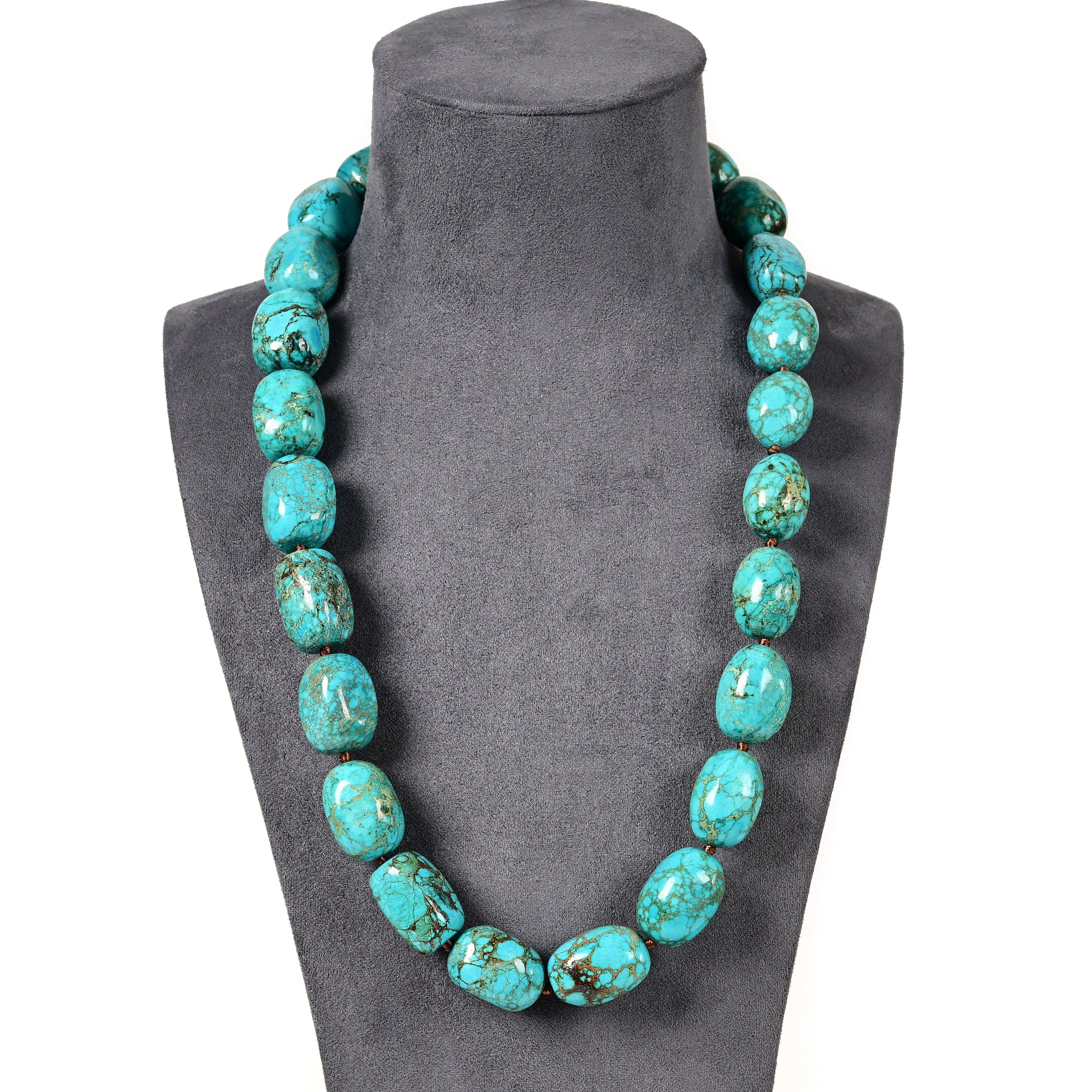 KALIFANO Gemstone Jewelry King Howlite Turquoise 25 mm Beads 28 in Necklace KTN-71