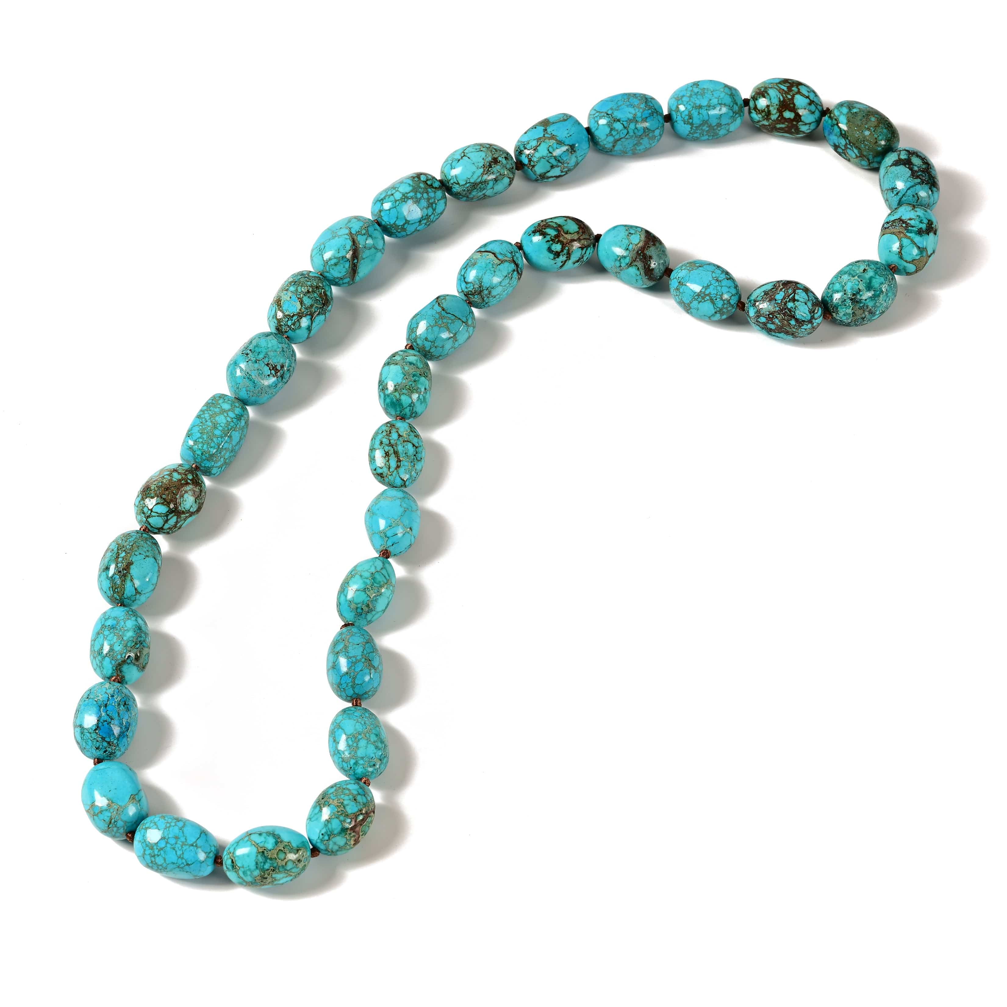 KALIFANO Gemstone Jewelry King Howlite Turquoise 25 mm Beads 37 in Necklace KTN-94