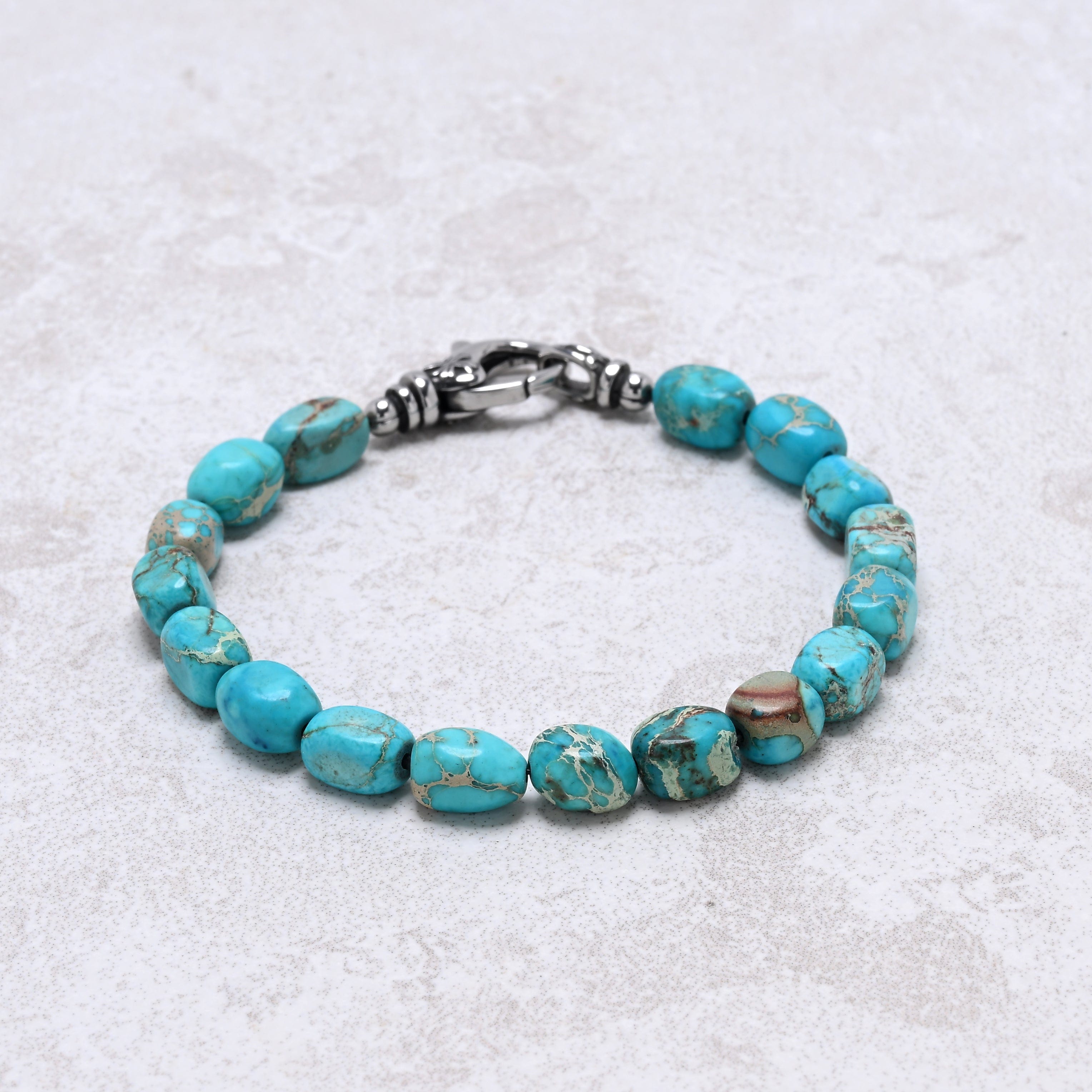 KALIFANO Gemstone Jewelry King Howlite Turquoise 6x9mm Natural Gemstone Bracelet