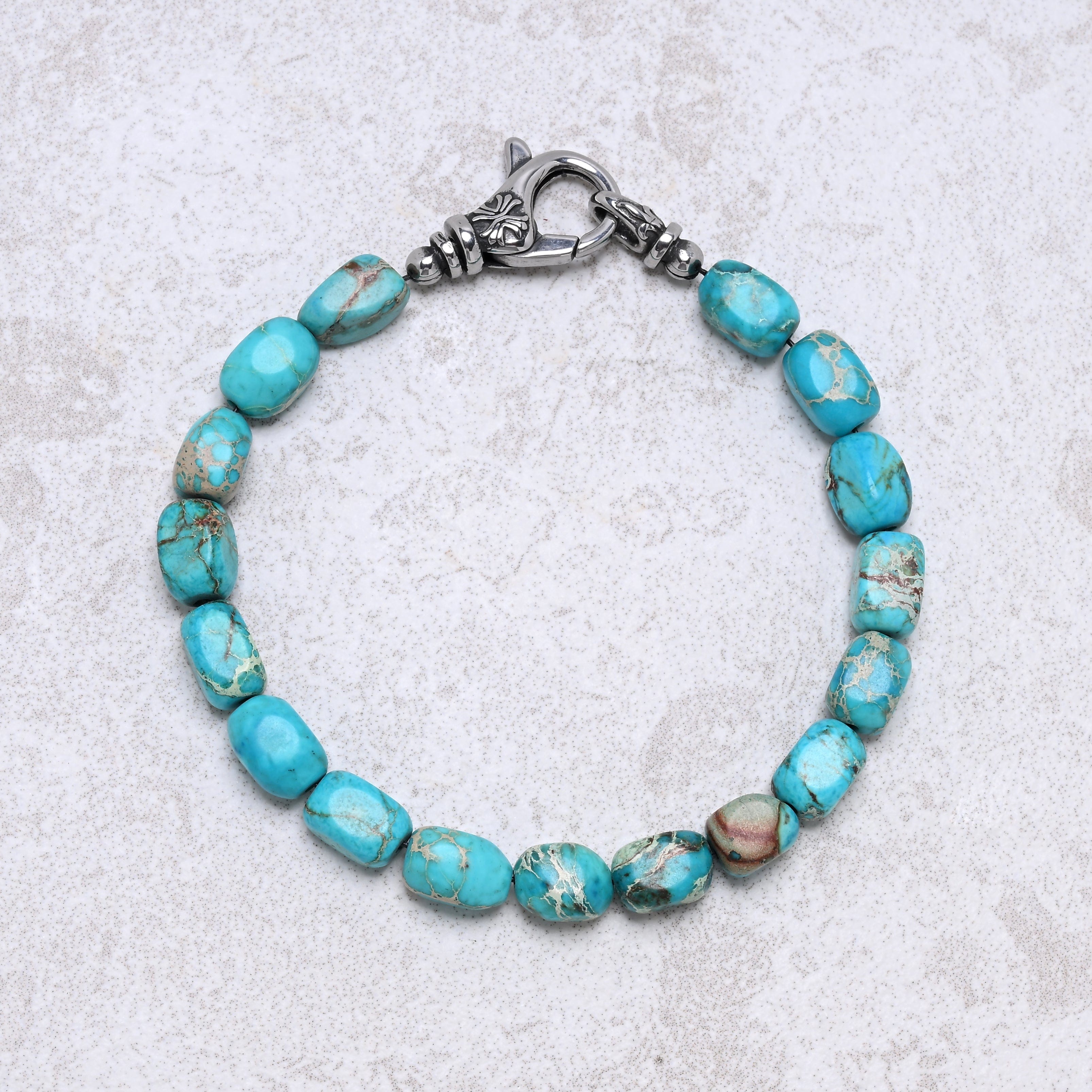 KALIFANO Gemstone Jewelry King Howlite Turquoise 6x9mm Natural Gemstone Bracelet