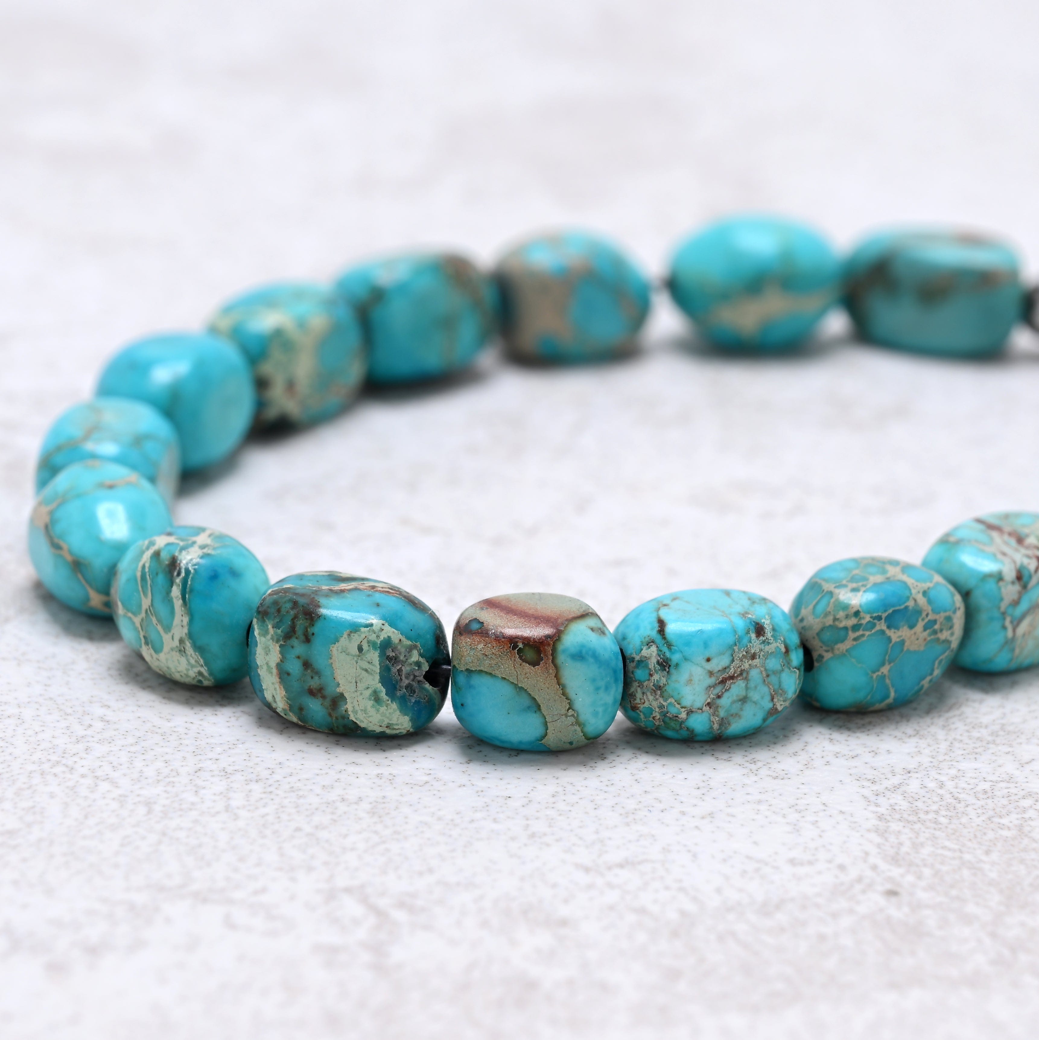 KALIFANO Gemstone Jewelry King Howlite Turquoise 6x9mm Natural Gemstone Bracelet
