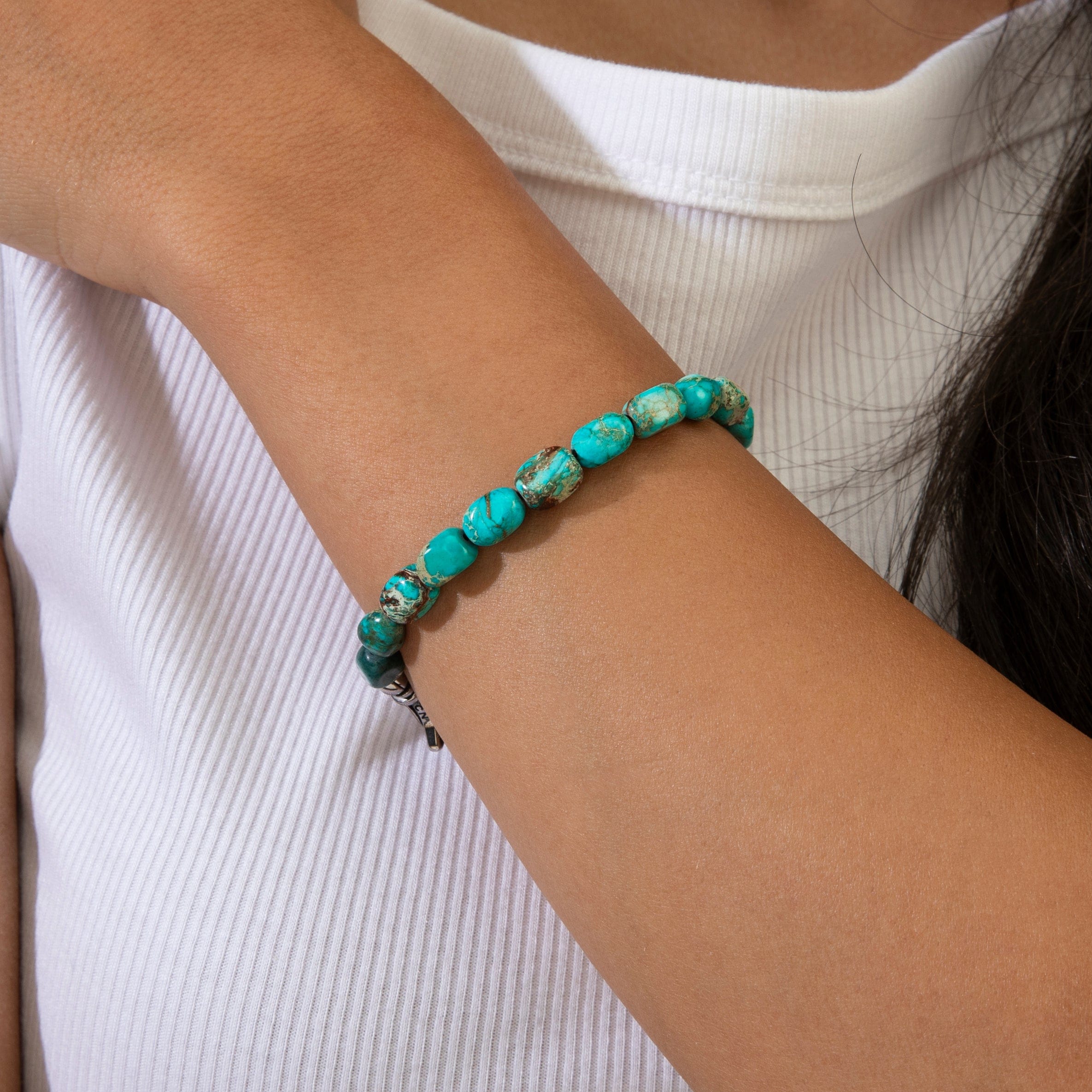 KALIFANO Gemstone Jewelry King Howlite Turquoise 6x9mm Natural Gemstone Bracelet