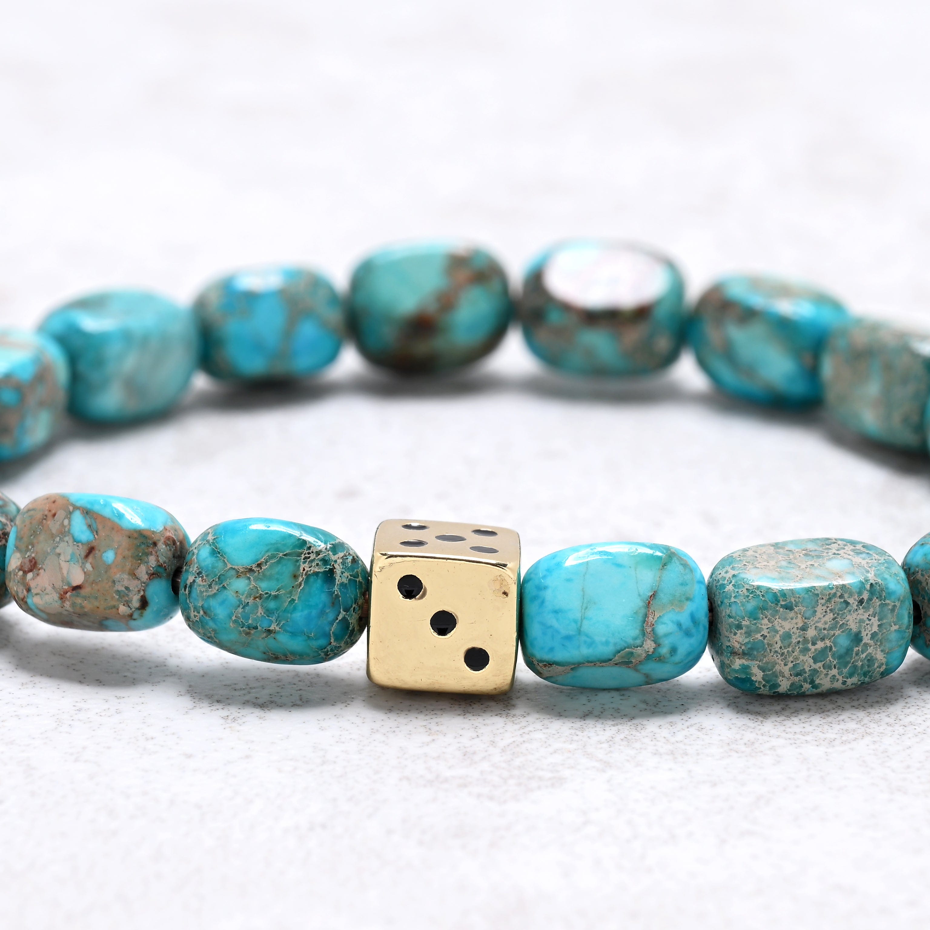 KALIFANO Gemstone Jewelry King Howlite Turquoise 6x9mm Natural Gemstone Stretch Bracelet