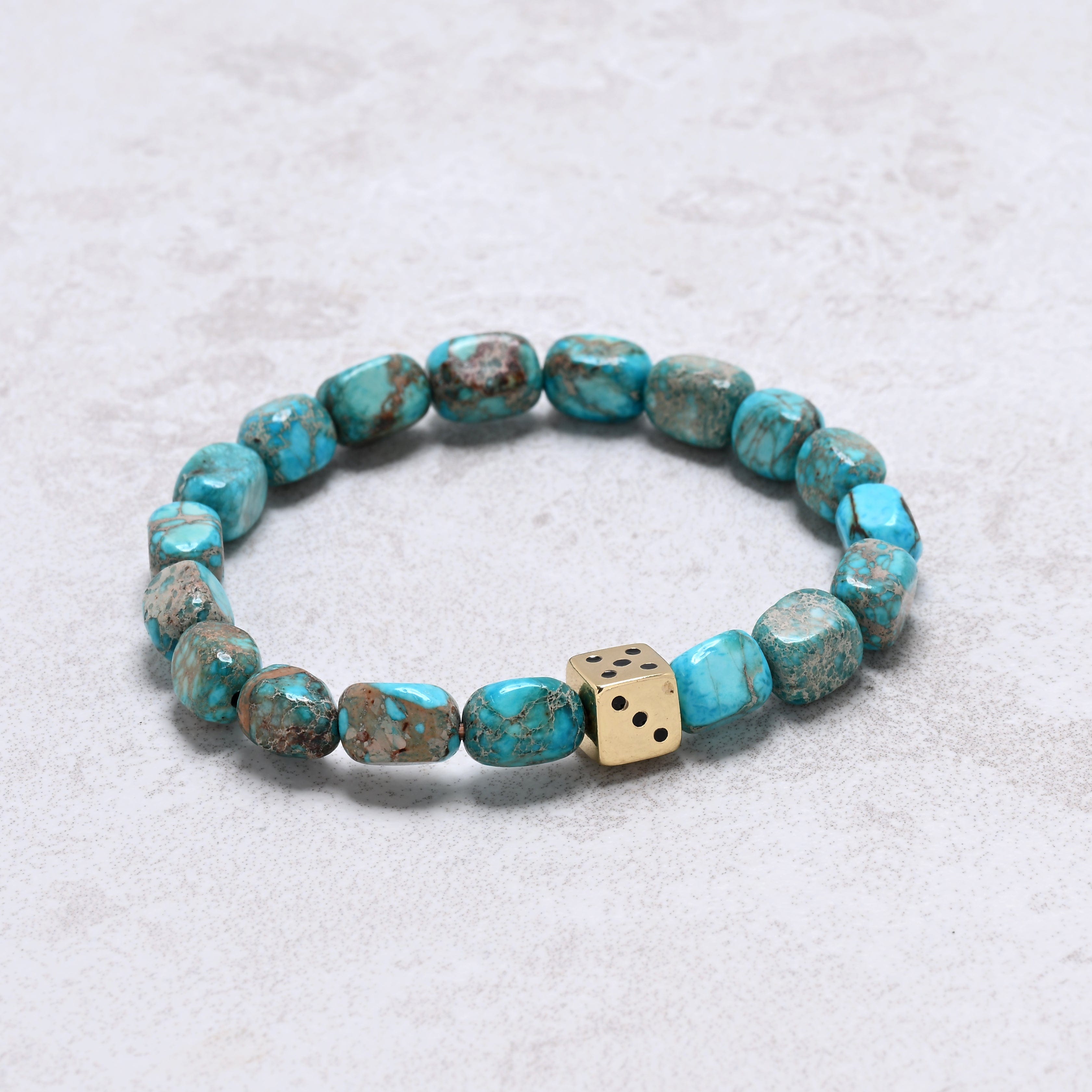 KALIFANO Gemstone Jewelry King Howlite Turquoise 6x9mm Natural Gemstone Stretch Bracelet
