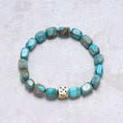 King Howlite Turquoise Natural Gemstone Stretch Bracelet With Dice Accent Bead