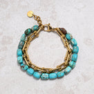 King Howlite Turquoise & Hardware Style Stainless Steel Chain Bracelet