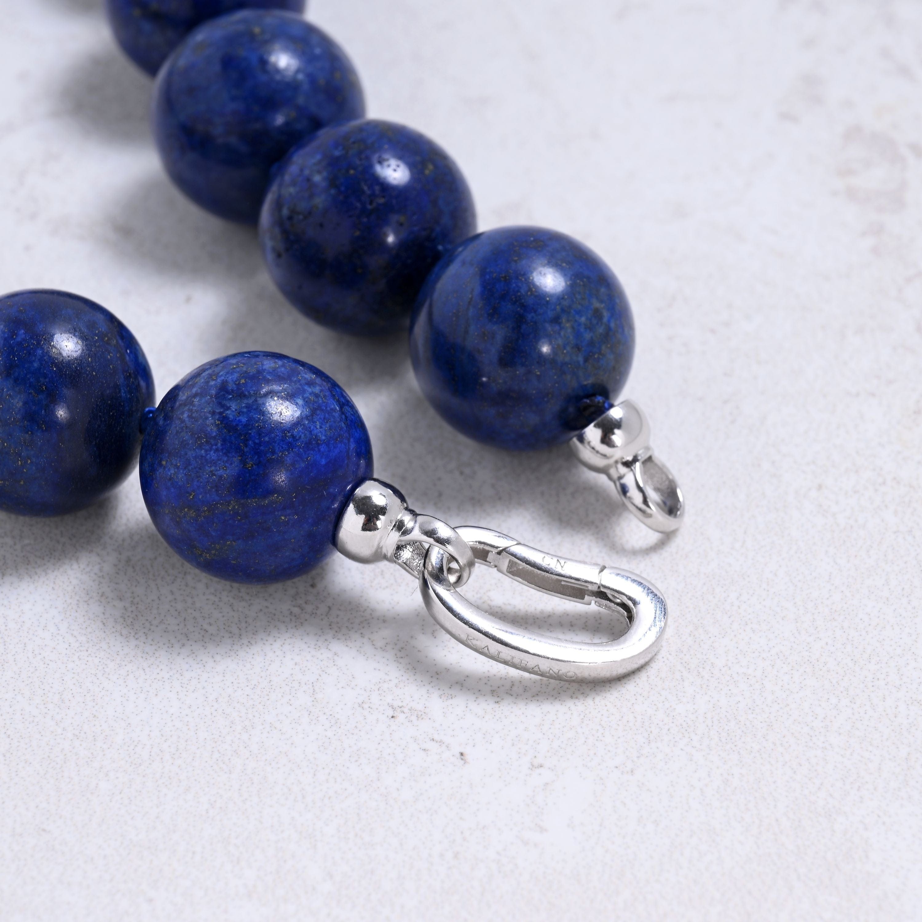 Kalifano Gemstone Jewelry Lapis 18mm Round Gemstone Necklace with Sterling Silver Clasp - 22" 9SN-LP
