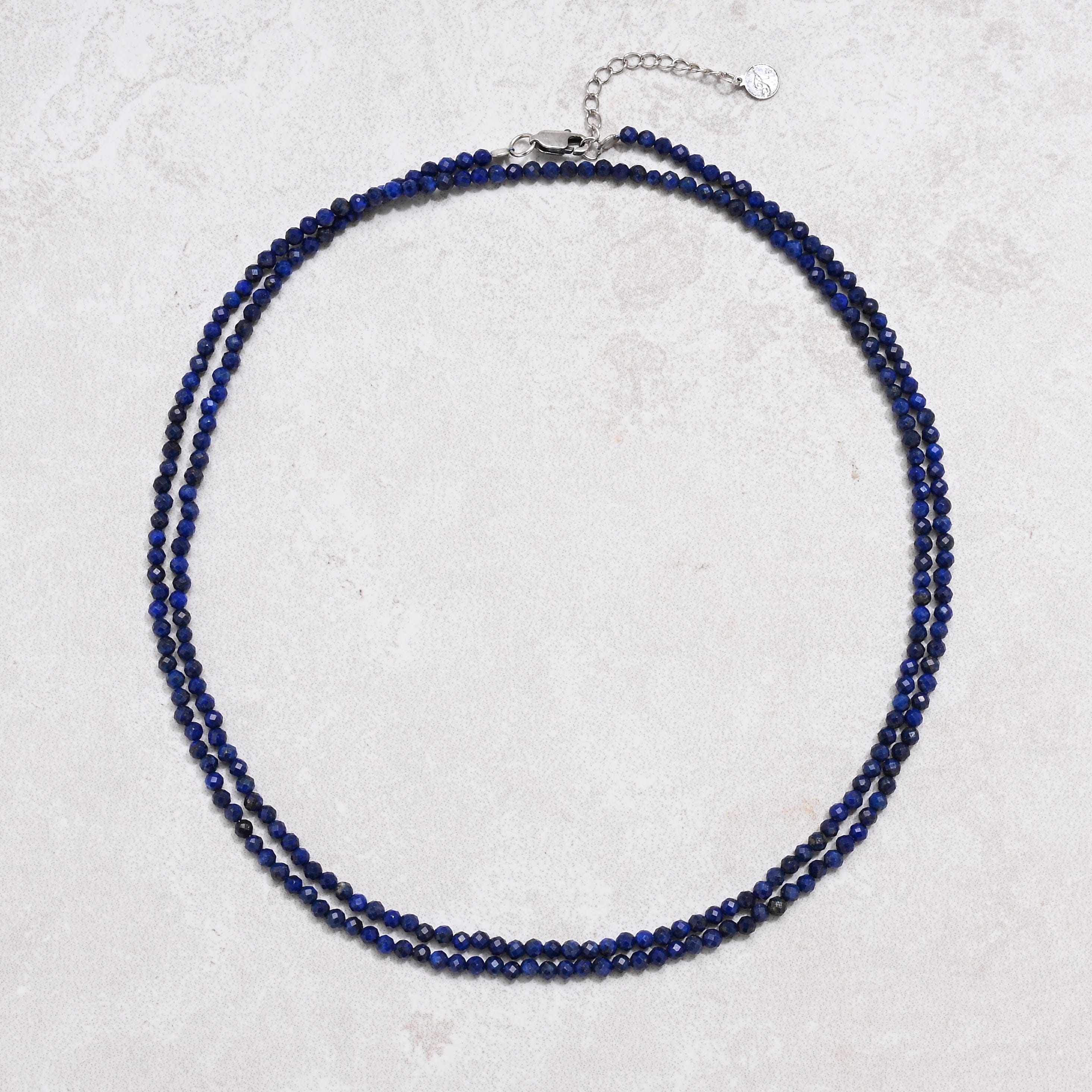 KALIFANO Gemstone Jewelry Lapis 3mm Necklace With Sterling Silver Clasp - 31" N3-79S-LP