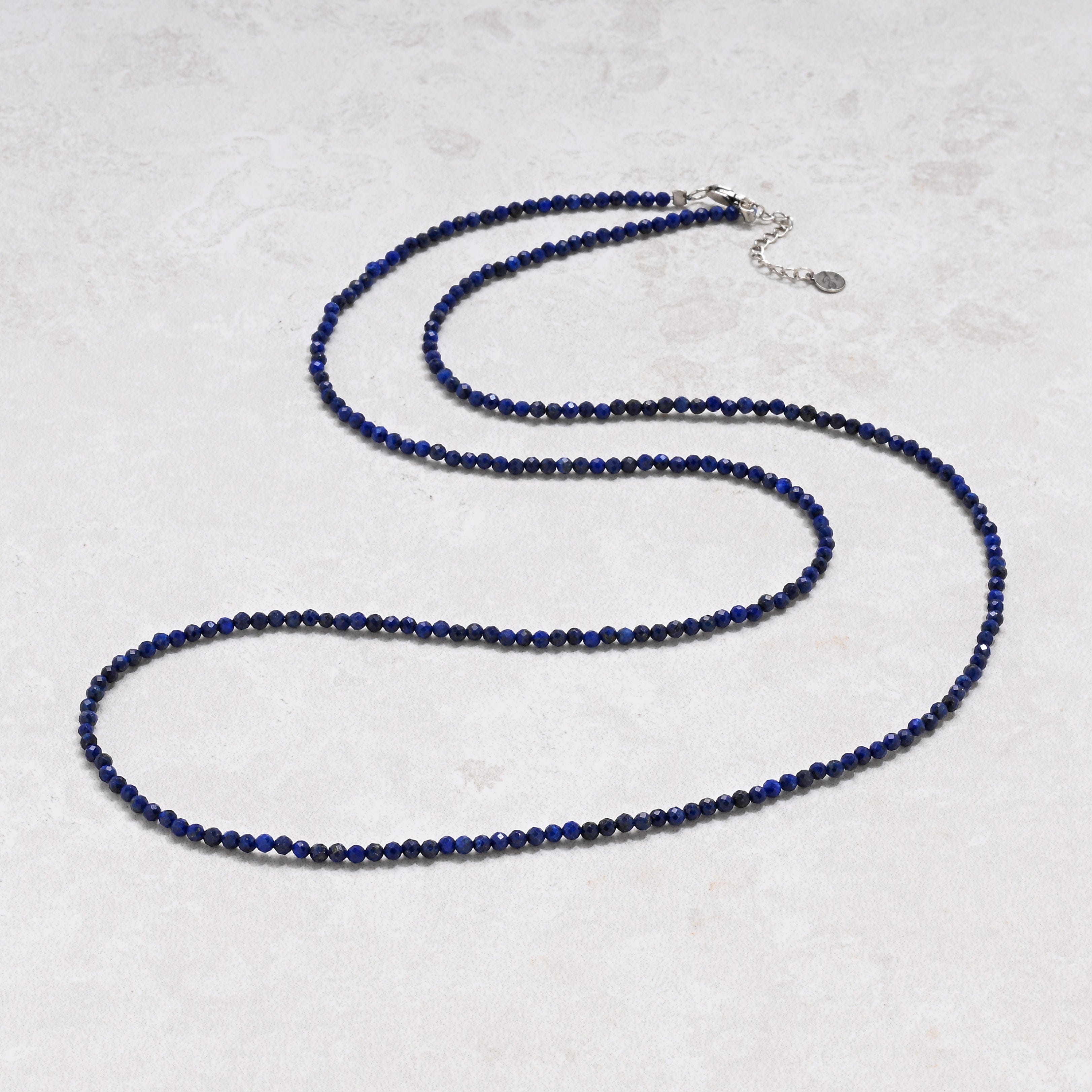 KALIFANO Gemstone Jewelry Lapis 3mm Necklace With Sterling Silver Clasp - 31" N3-79S-LP