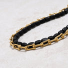 Matte Black Agate & Gold Hardware Style Chain Adjustable Necklace