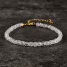 Moonstone Faceted 4mm Barrel Bracelet with Sterling Silver Extender