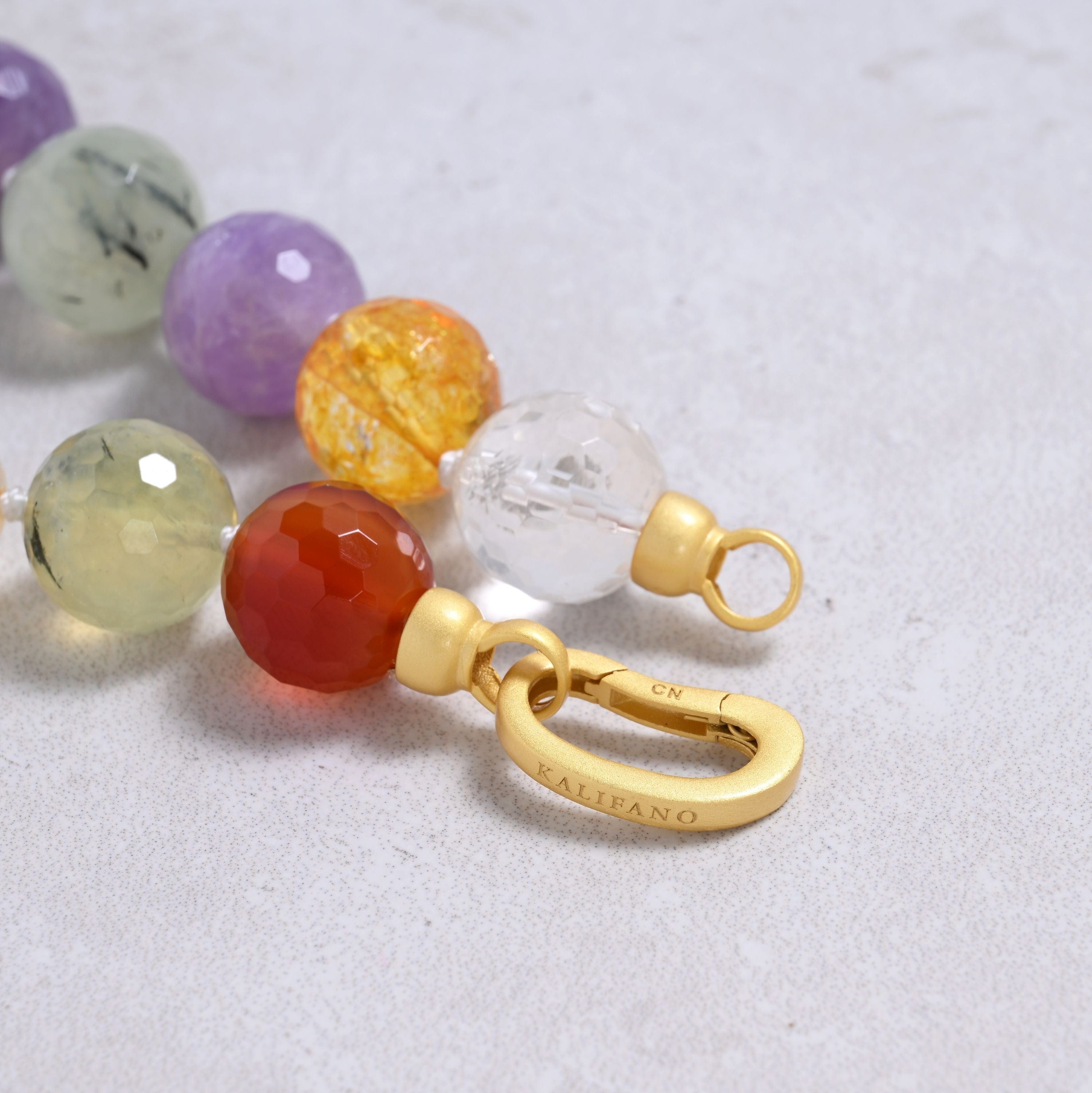 Kalifano Gemstone Jewelry Multi Gem 14mm Round Gemstone Necklace with Sterling Silver Clasp - 22" 9GN-MT
