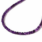 Natural Amethyst Faceted 4mm Barrel 16in Necklace with Sterling Silver Extender