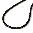 Natural Black Tourmaline Faceted 4mm Barrel 16in Necklace with Sterling Silver Extender