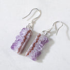 Natural Druzy Amethyst Sterling Silver Slice Earrings