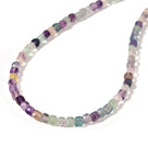 Natural Fluorite Faceted 4mm Barrel 16in Necklace with Sterling Silver Extender