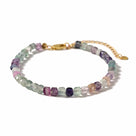 Natural Fluorite Faceted 4mm Barrel Bracelet with Sterling Silver Extender