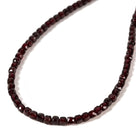 Natural Garnet Faceted 4mm Barrel 16in Necklace with Sterling Silver Extender