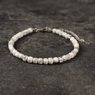 Natural Howlite Faceted 4mm Barrel Bracelet with Sterling Silver Extender