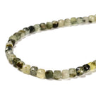 Natural Prehnite Faceted 4mm Barrel 16in Necklace with Sterling Silver Extender