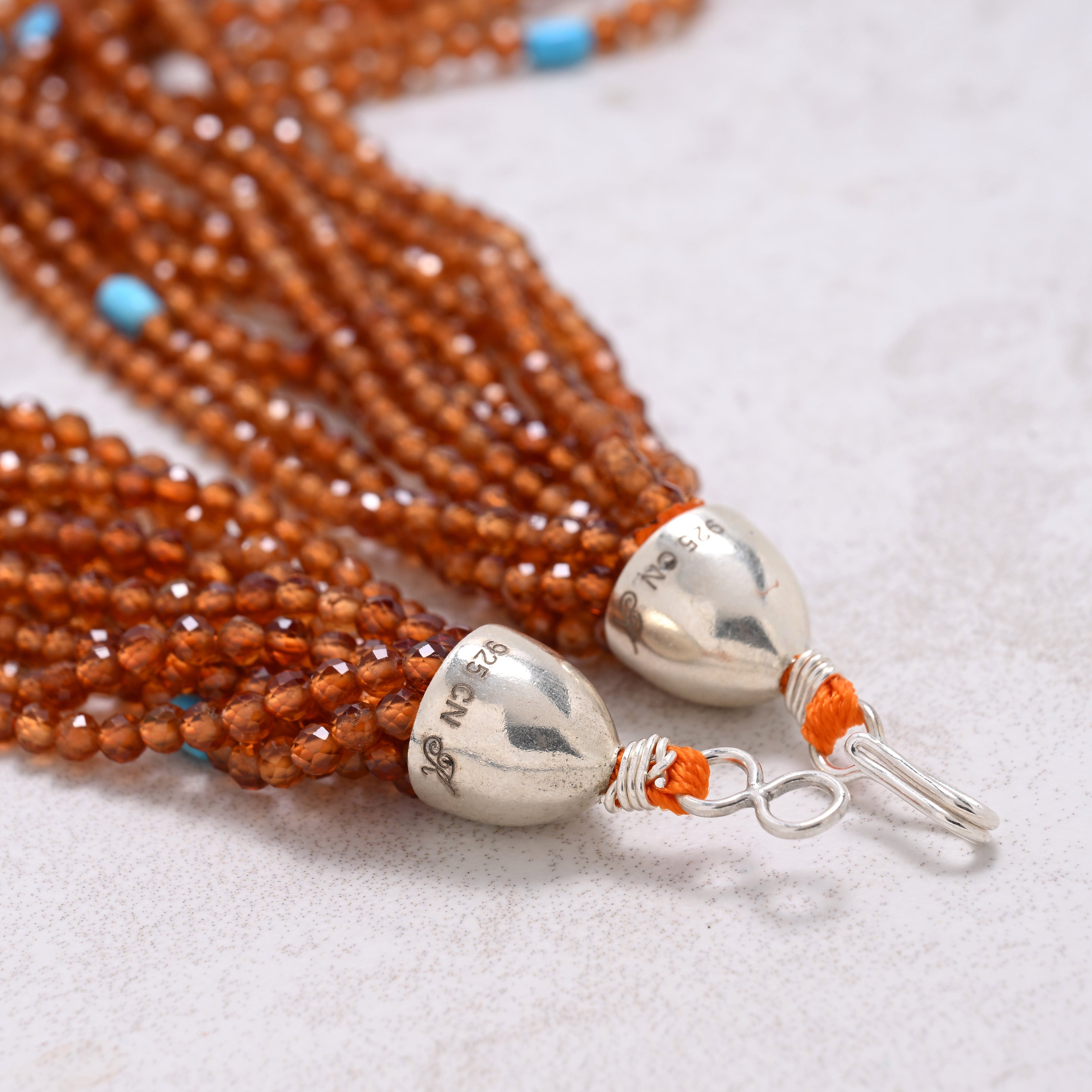 KALIFANO Gemstone Jewelry Orange Garnet 3mm Necklace With Sterling Silver Clasp - 21.5" CCN10-OG