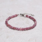 Pink Tourmaline 4mm Natural Gemstone Bracelet with Sterling Silver Clasp