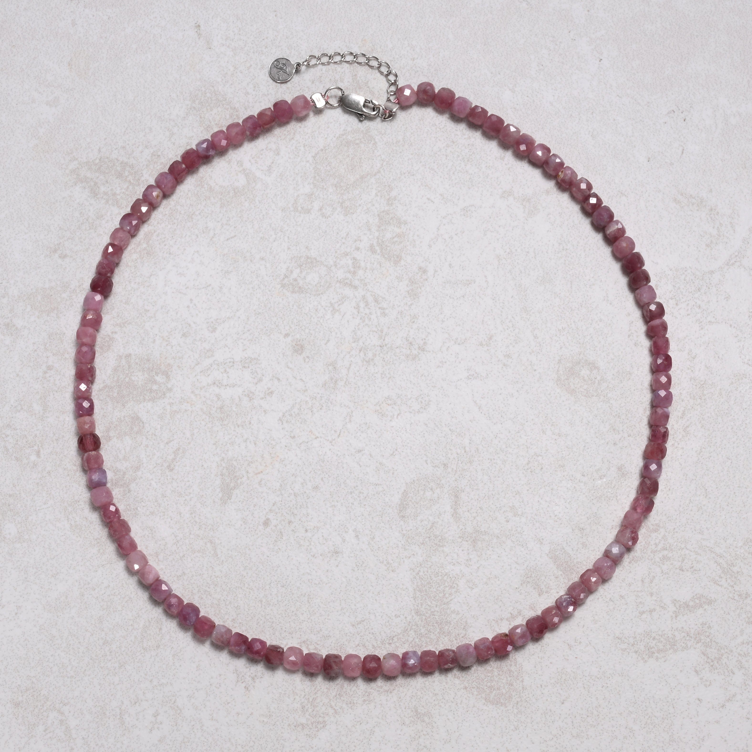 KALIFANO Gemstone Jewelry Pink Tourmaline 4mm Necklace With Sterling Silver Clasp - 16" N4-41S-PTR