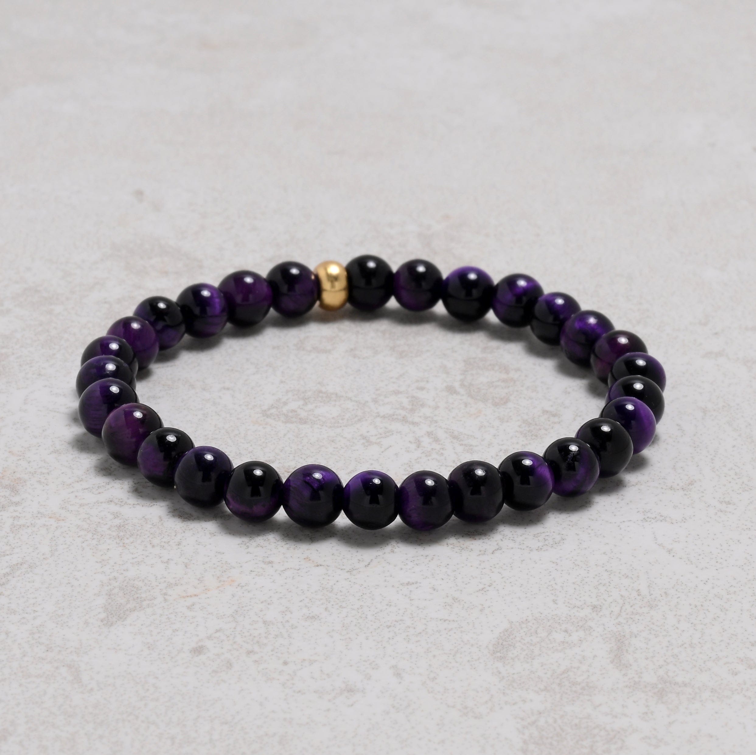 KALIFANO Gemstone Jewelry Purple Tiger Eye 6mm Natural Gemstone Stretch Bracelet
