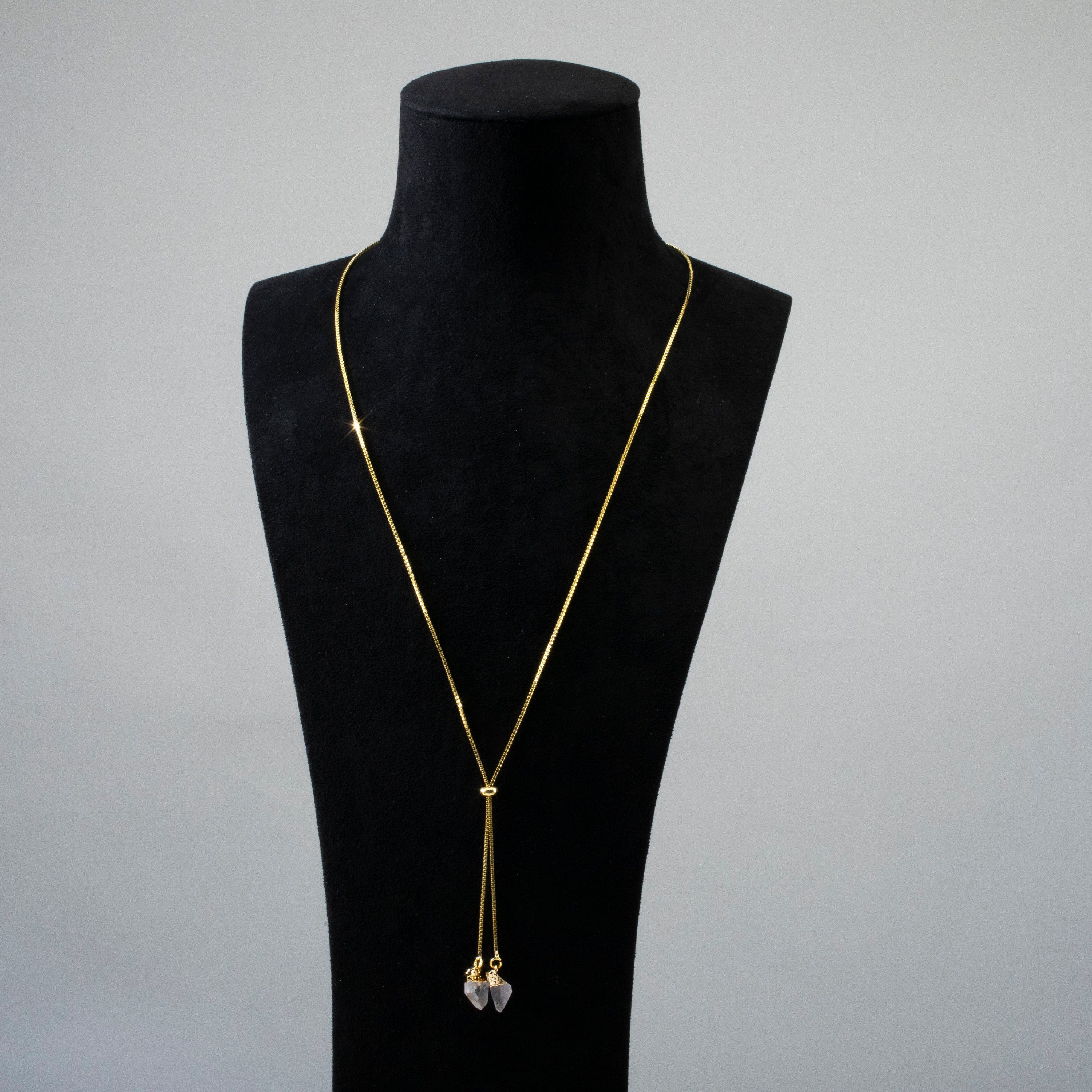 KALIFANO Gemstone Jewelry Quartz Bolo Necklace CJN-2S-QZ