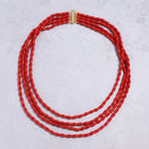 Red Coral 5x8mm Bamboo Gemstone Necklace with Sterling Silver Clasp - 20