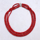 Red Coral 6mm Round Gemstone Necklace with Sterling Silver Clasp - 20