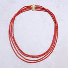 Red Coral 7x3mm Pipe Gemstone Necklace with Sterling Silver Clasp - 20