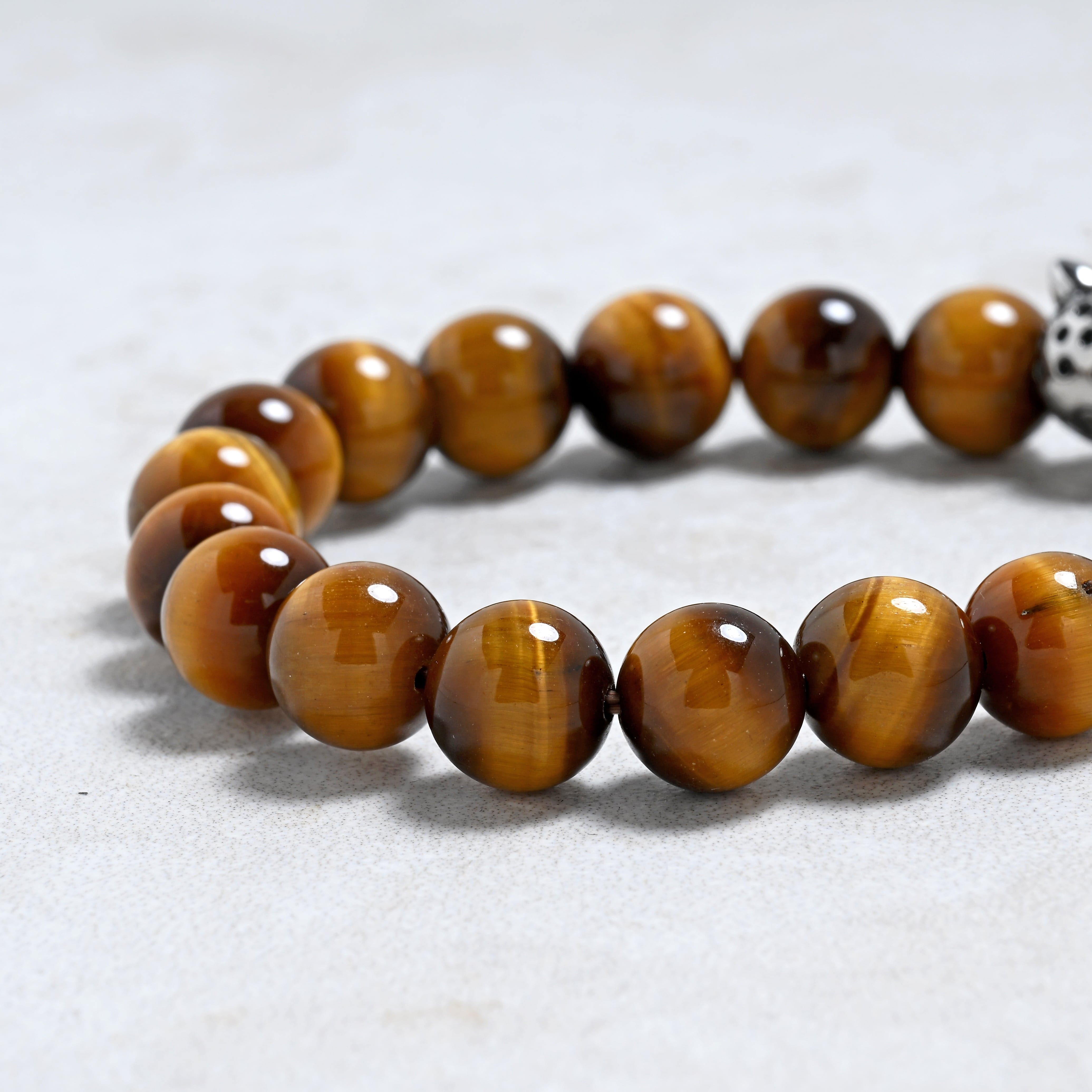 KALIFANO Gemstone Jewelry Tiger Eye 10mm Natural Gemstone Stretch Bracelet