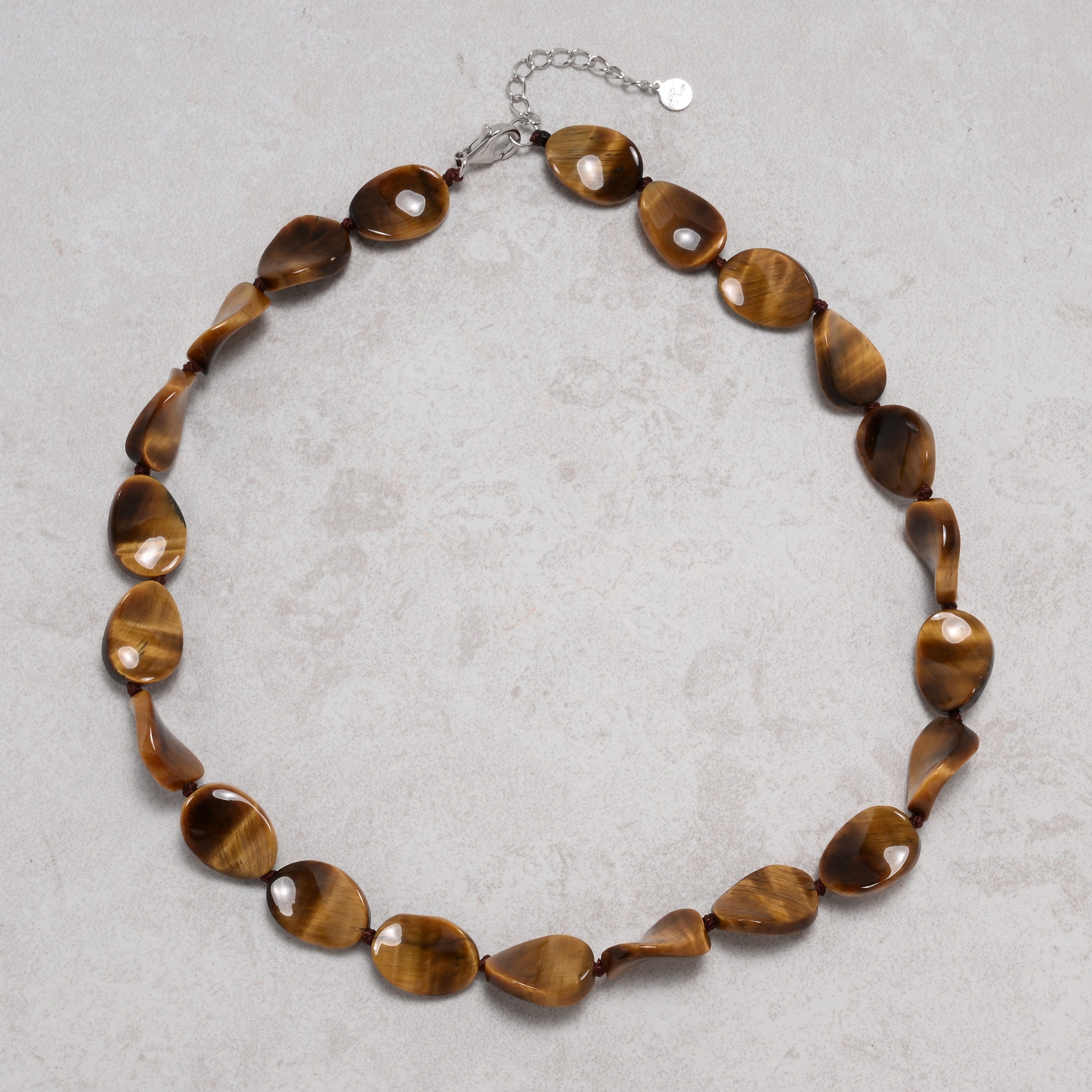 KALIFANO Gemstone Jewelry Tiger Eye 13x18mm Necklace With Sterling Silver Clasp - 18" 925N-09-TE