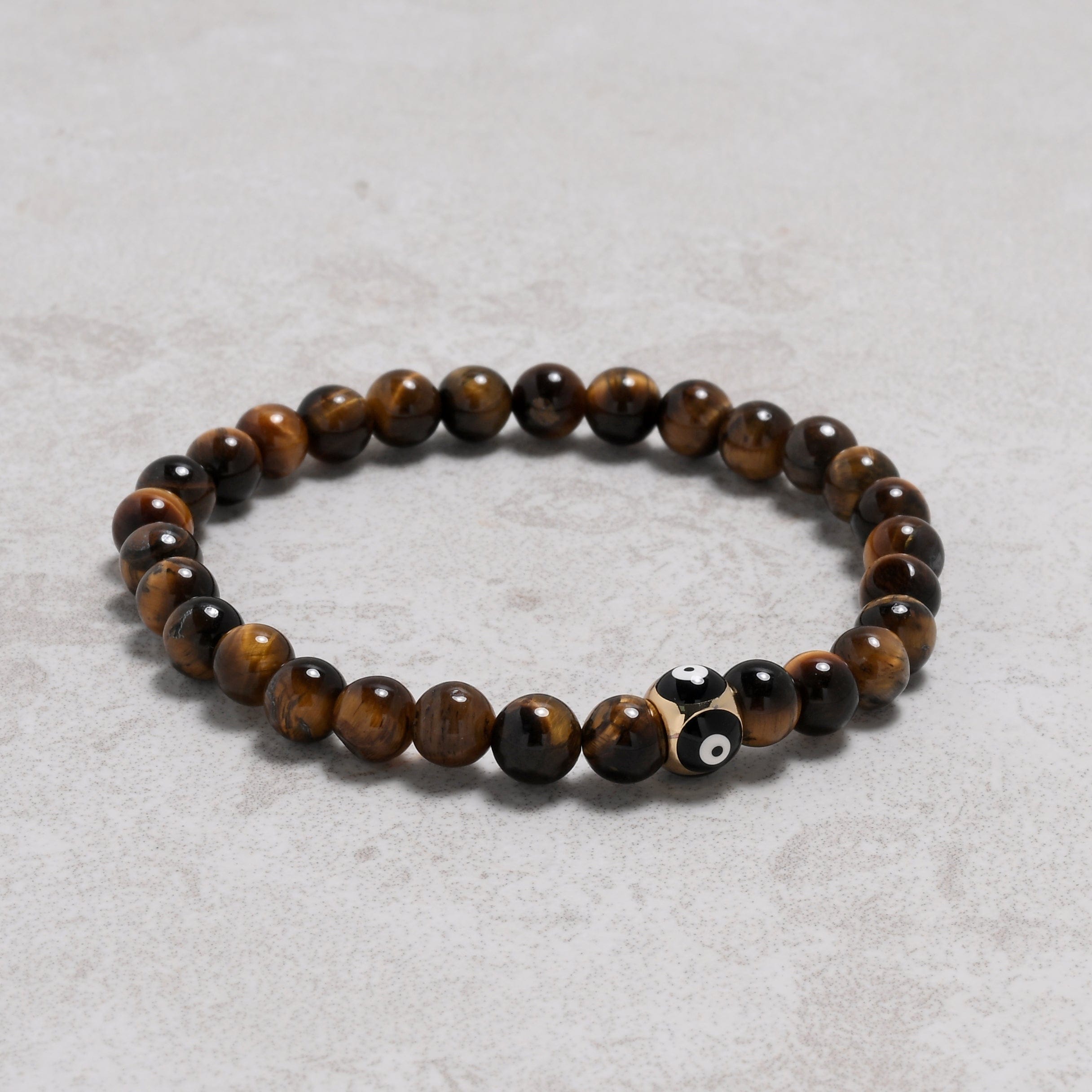 KALIFANO Gemstone Jewelry Tiger Eye 6mm Natural Gemstone Stretch Bracelet